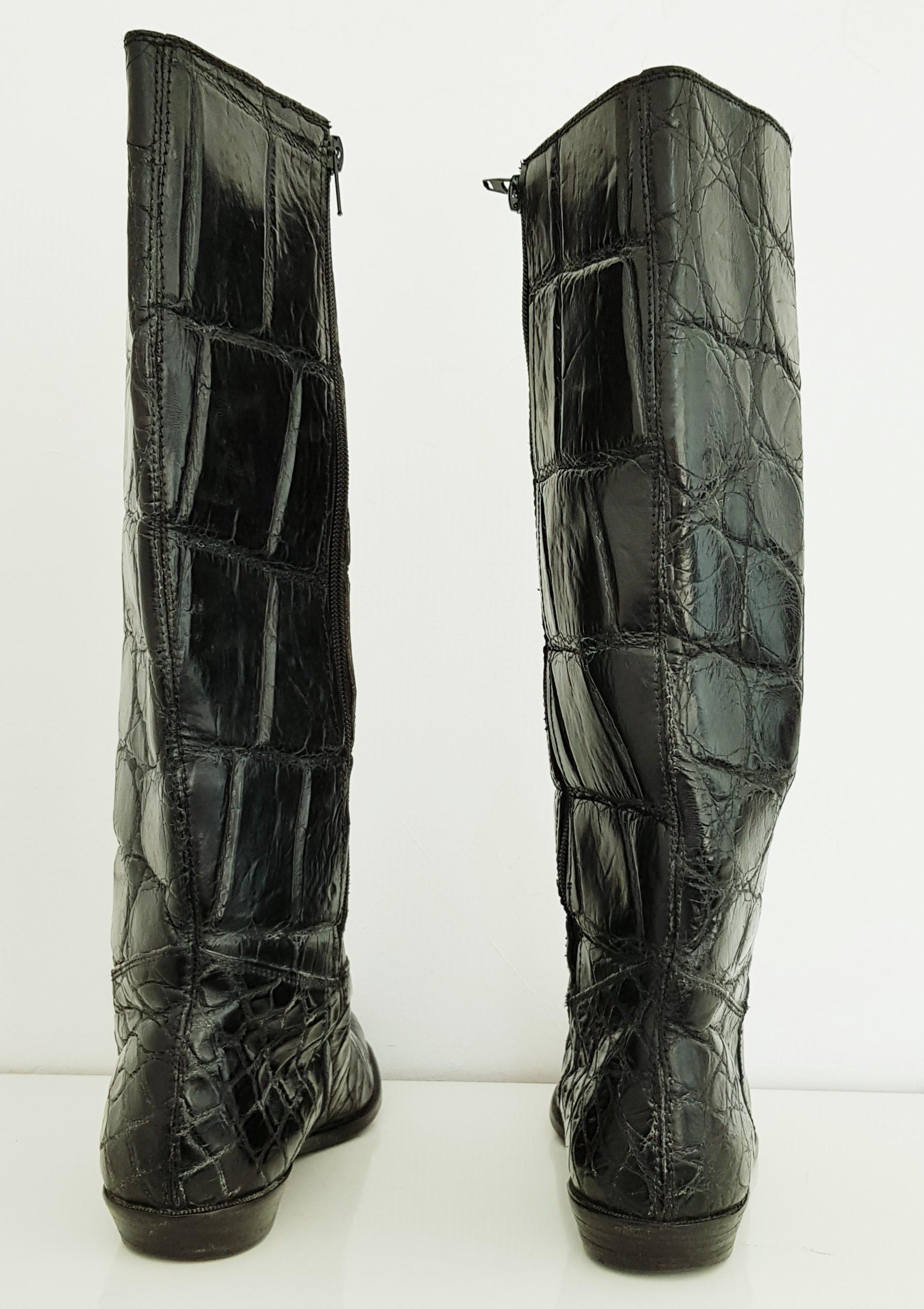 Hermès Black Wild Crocodile Boots 