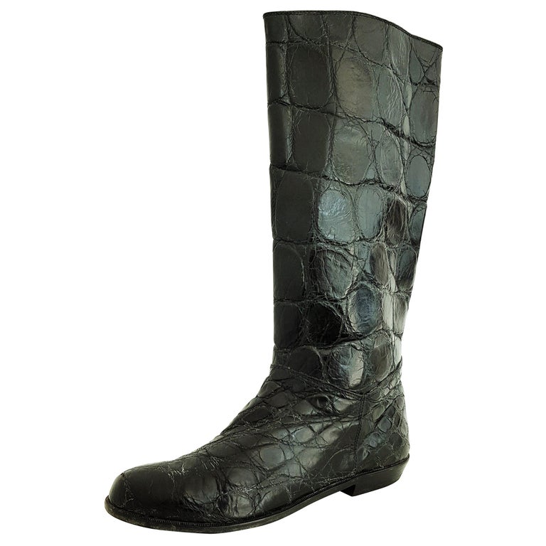 flat crocodile boots