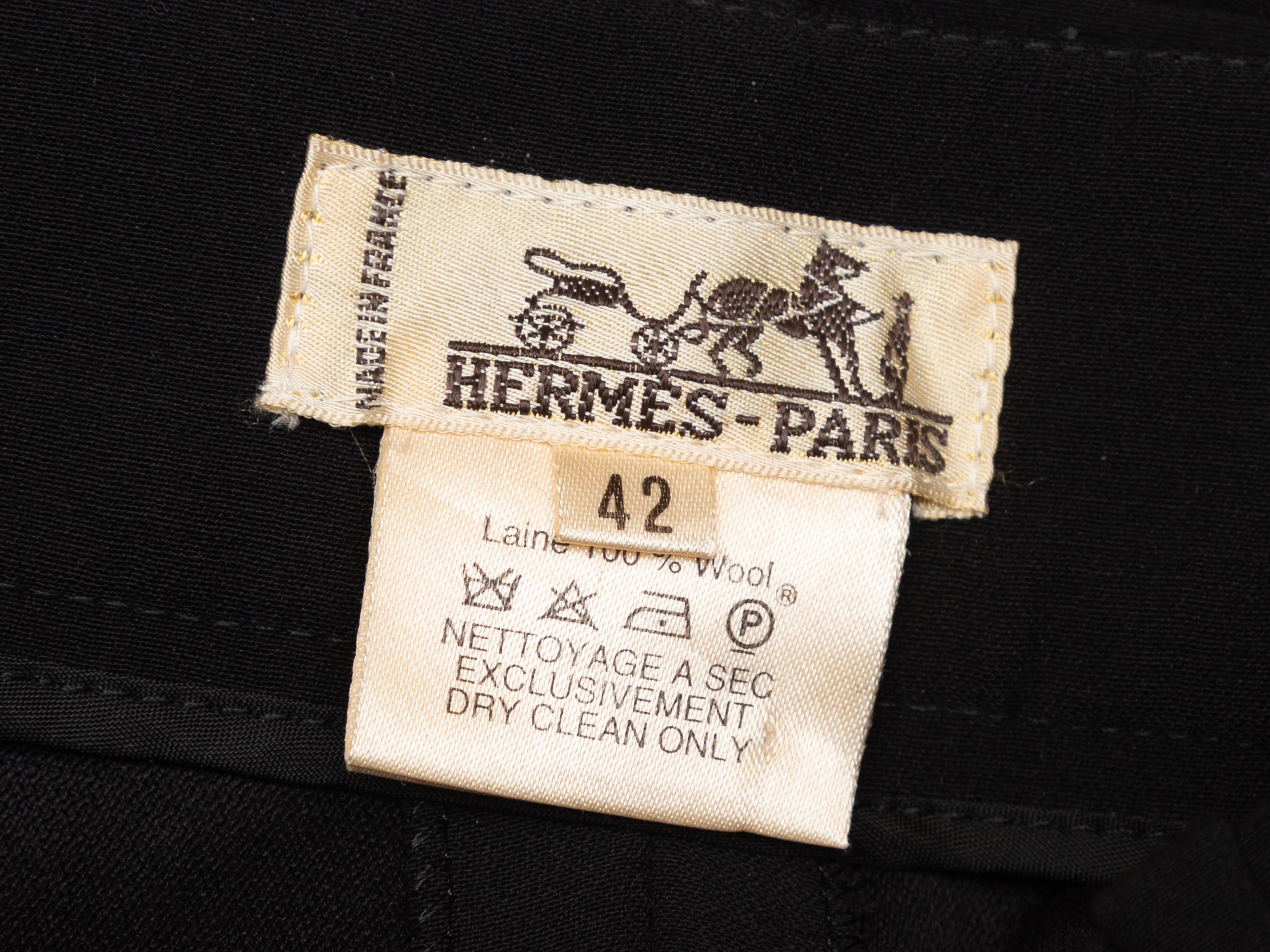 Women's Hermes Black Wool Belted Pants