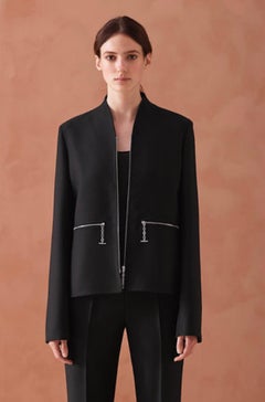 Hermes Black Wool Chaine D'Ancre Zip Jacket