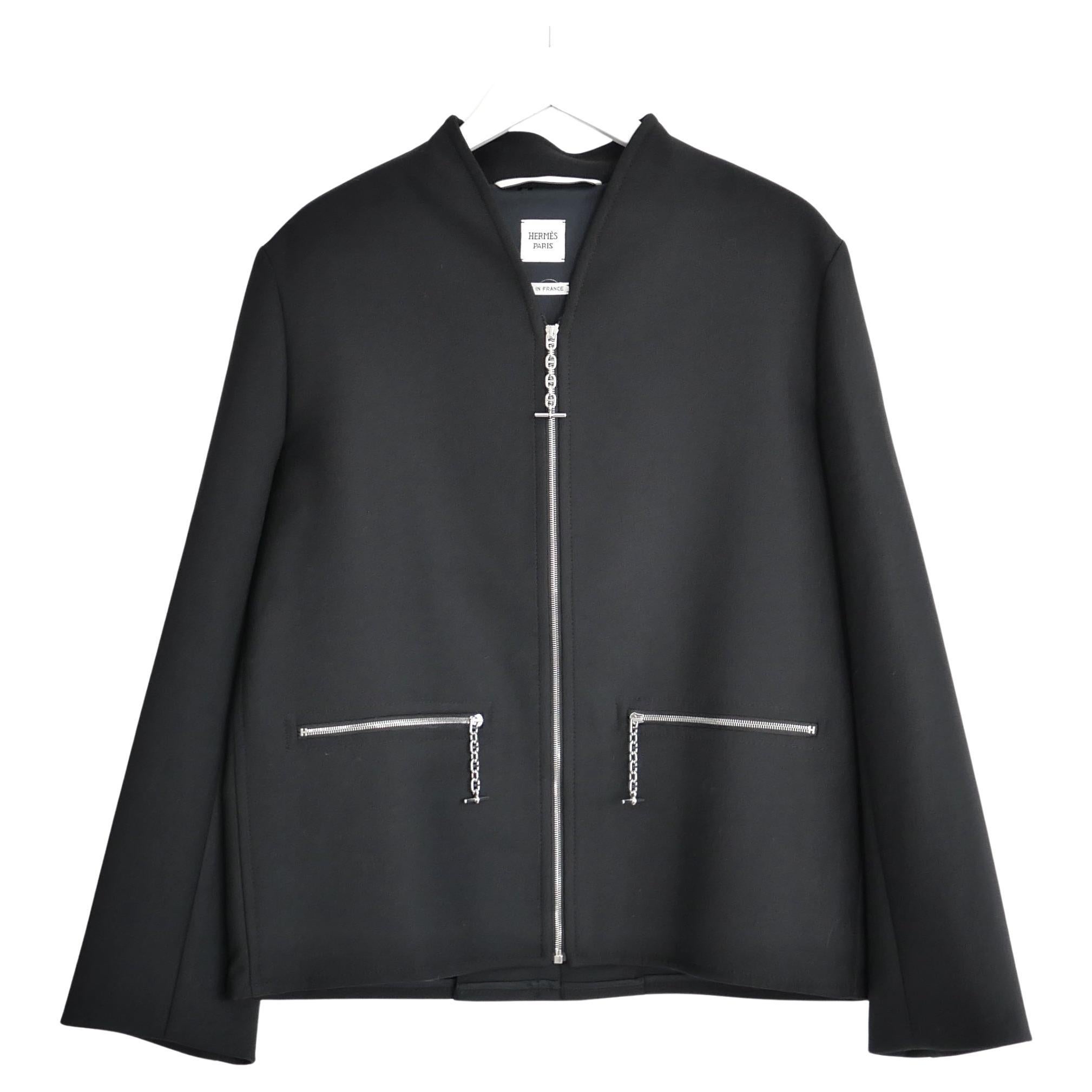 Hermes Black Wool Chaine D
Ancre Zip Jacket For Sale