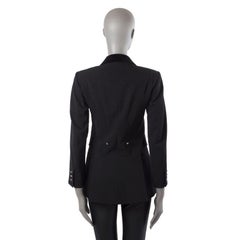 HERMES black wool LONG CLASSIC EQUESTRIAN Blazer Jacket 36 XS