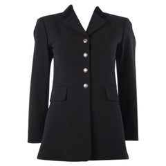 HERMES black wool LONG CLASSIC EQUESTRIAN Blazer Jacket 36 XS