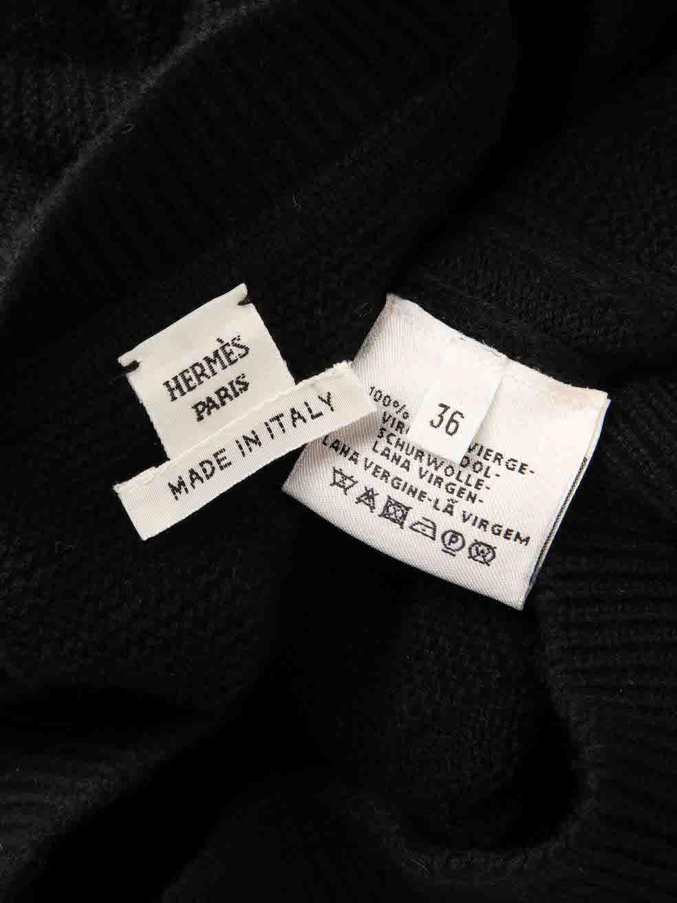 Hermès Black Wool Round Neck Knit Dress Size S For Sale 1