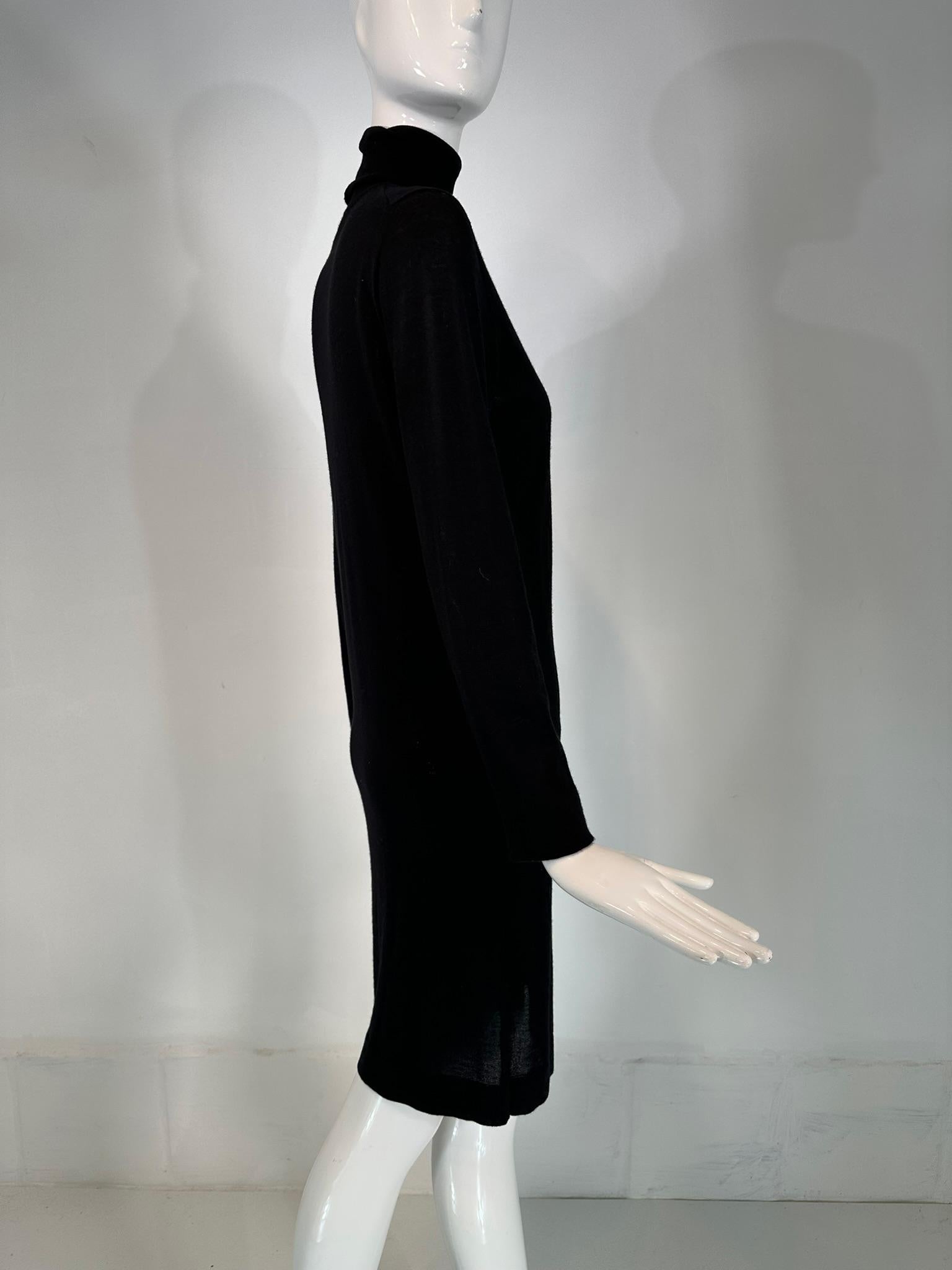 Hermes Black Wool Silk Pull on Turtleneck Long Sleeve Dress Small 7