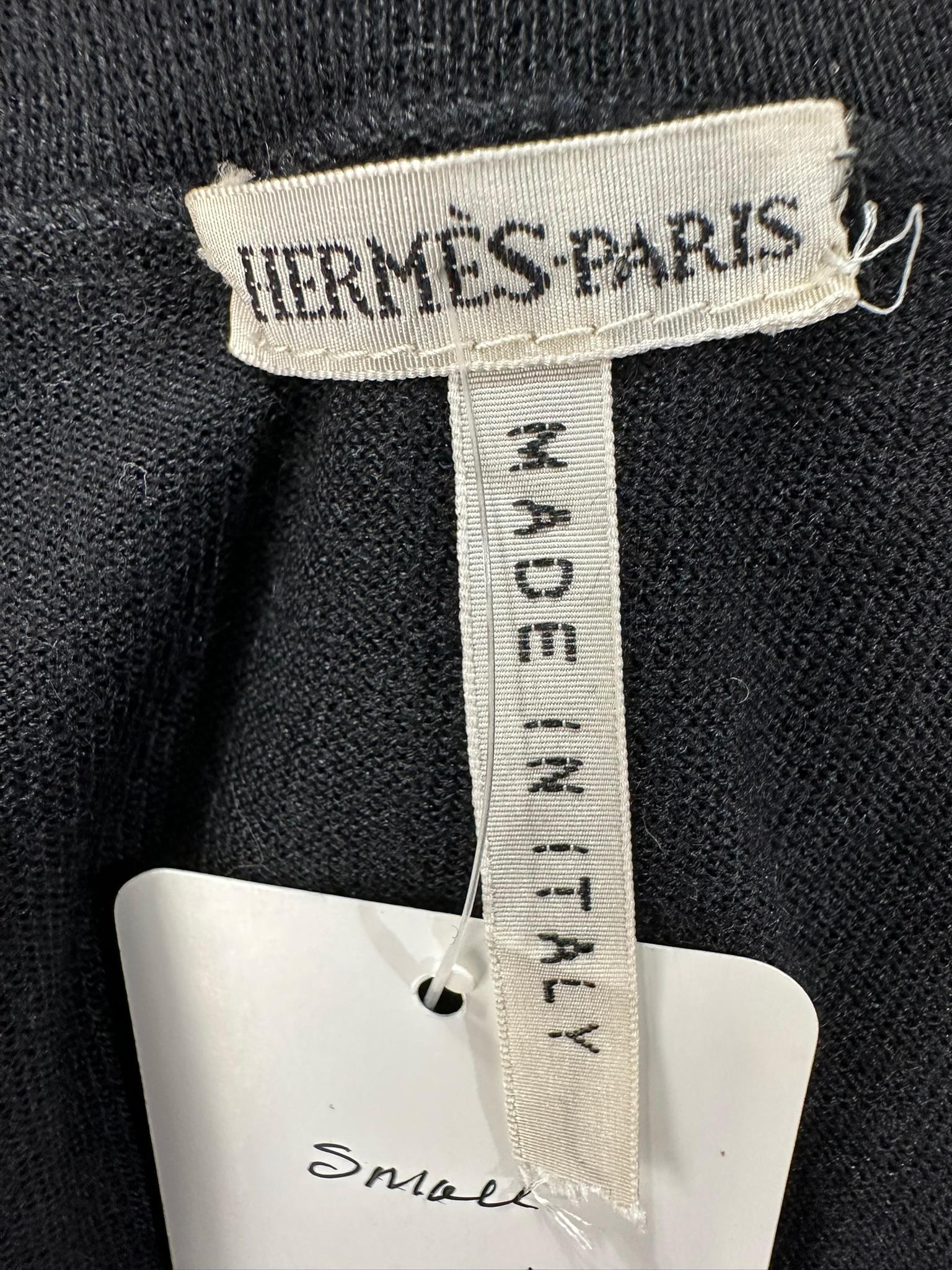 Hermes Black Wool Silk Pull on Turtleneck Long Sleeve Dress Small 9