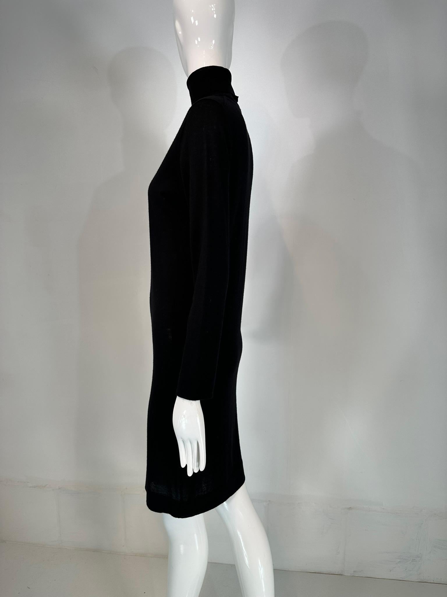Hermes Black Wool Silk Pull on Turtleneck Long Sleeve Dress Small 2