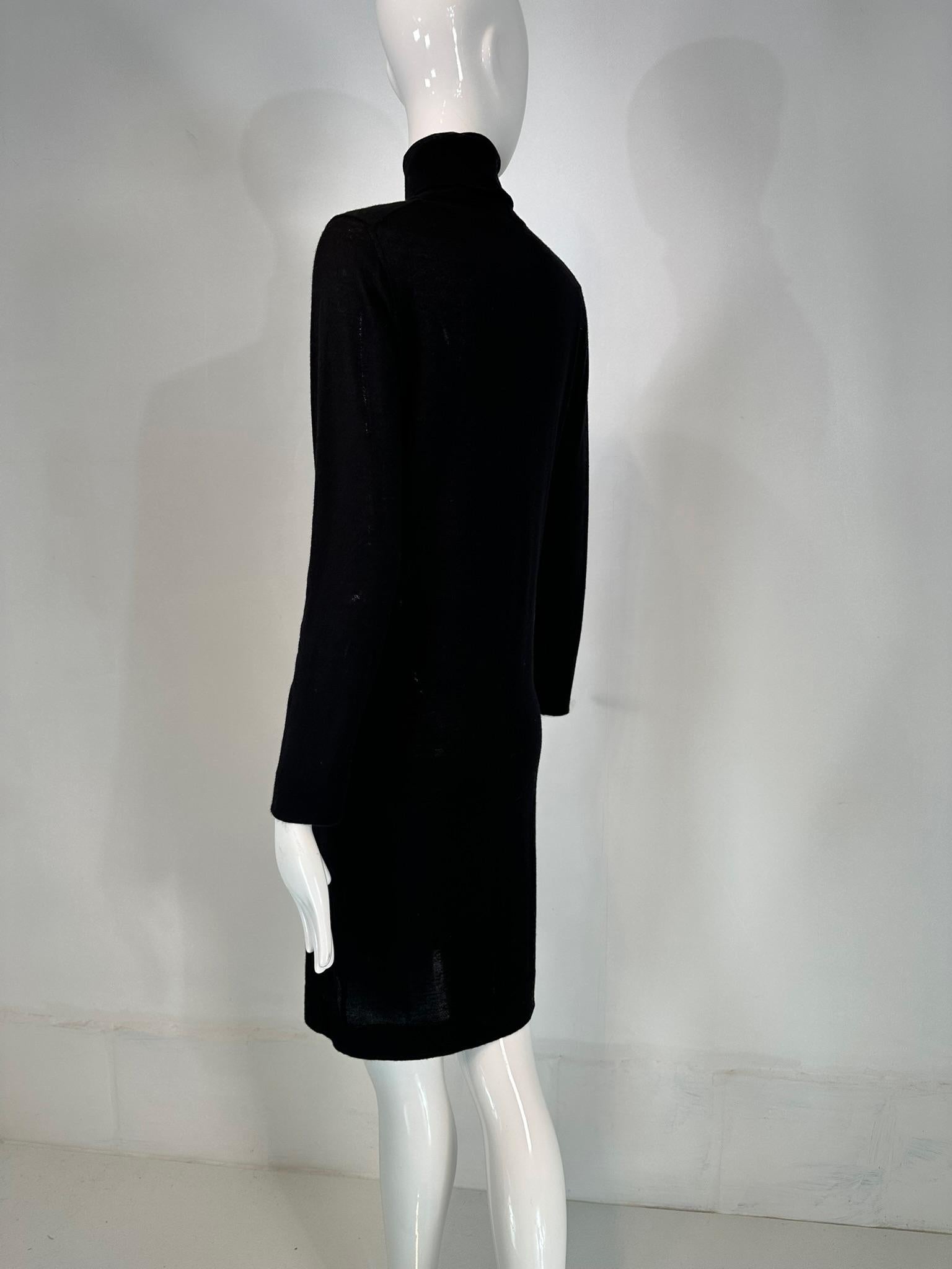 Hermes Black Wool Silk Pull on Turtleneck Long Sleeve Dress Small 3