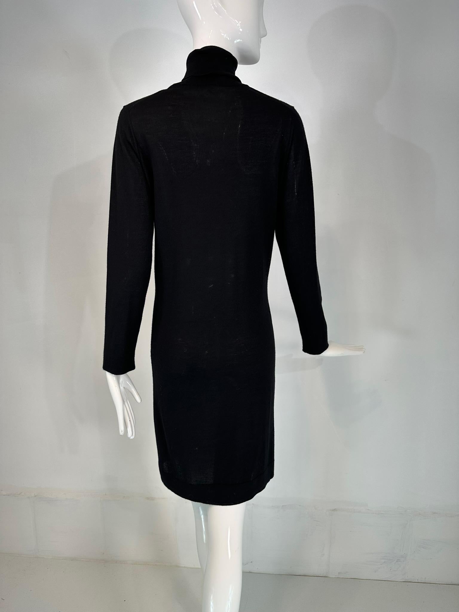 Hermes Black Wool Silk Pull on Turtleneck Long Sleeve Dress Small 4