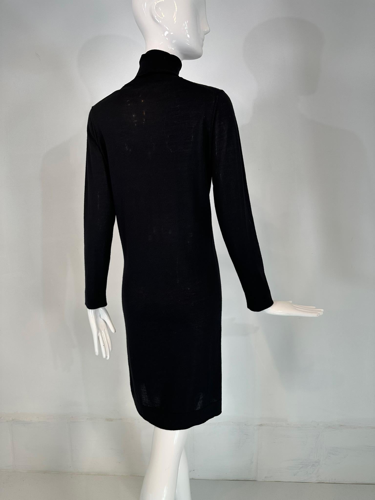 Hermes Black Wool Silk Pull on Turtleneck Long Sleeve Dress Small 5