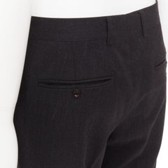 HERMES black wooly high waisted straight leg 2 back pockets trousers FR50 XL
