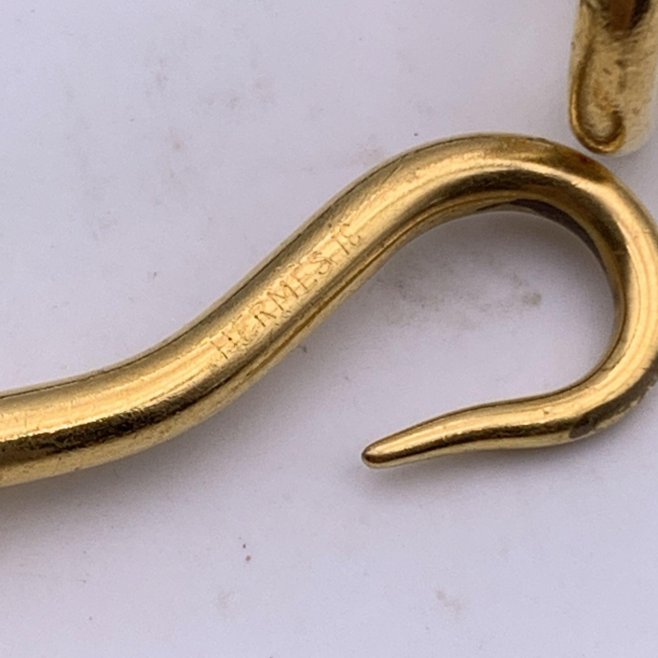 Hermes Black Woven Leather Gold Metal Jumbo Hook Bracelet In Good Condition For Sale In Rome, Rome