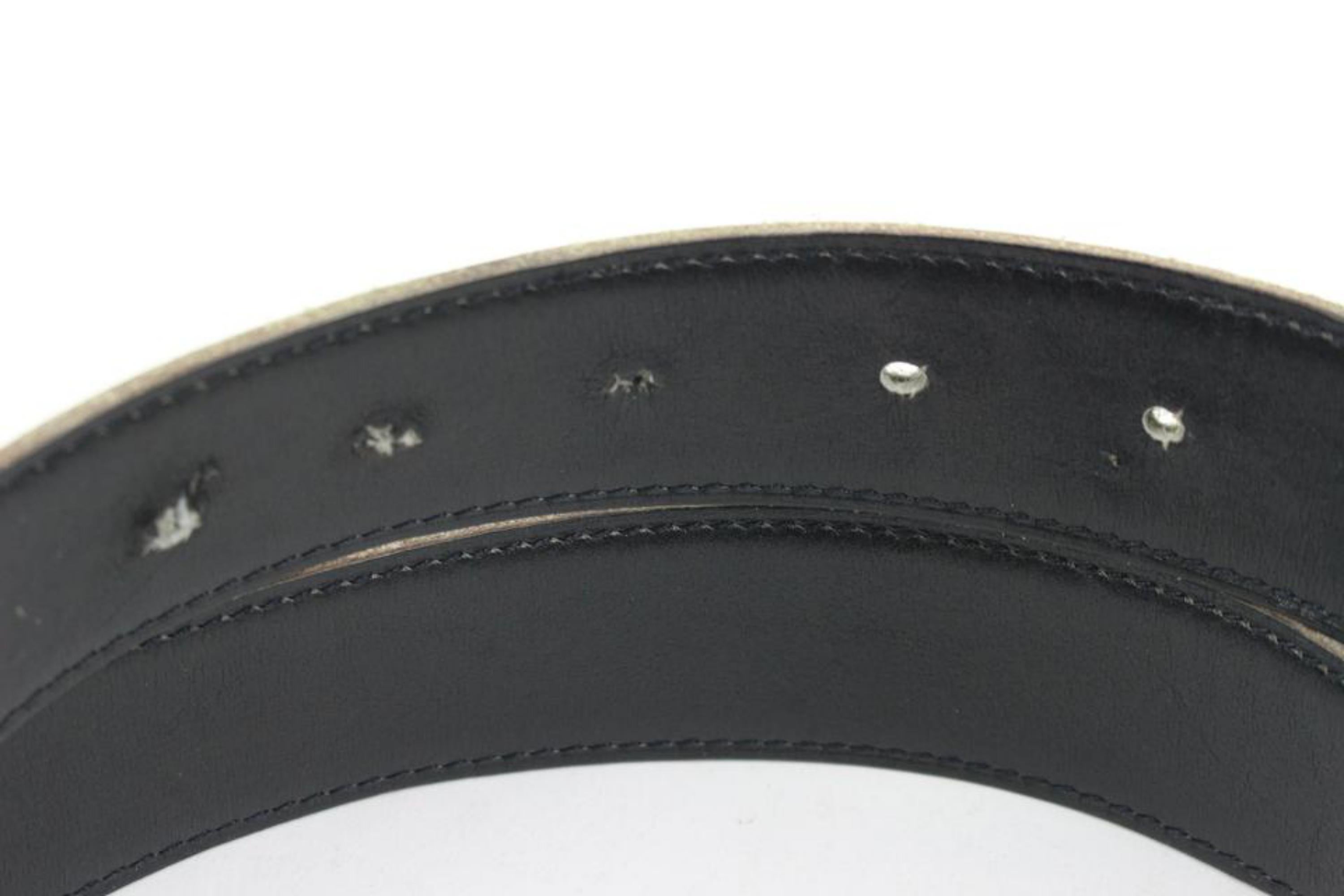 Kit ceinture logo H réversible 32 mm noir x bleu Jean x or 41h55 en vente 4