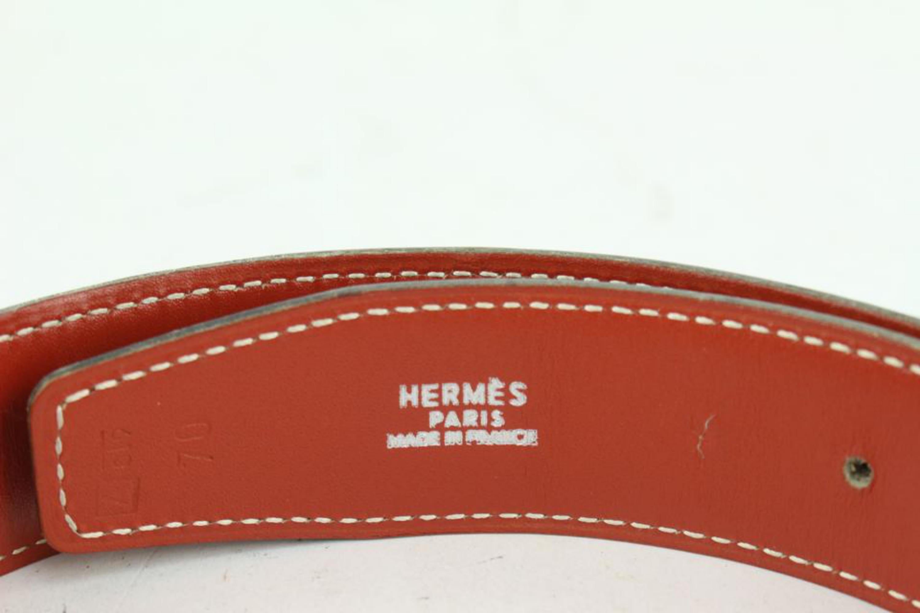 Hermès Black x Brick 32mm Reversible H Logo Belt Kit Silver 2H91a 5