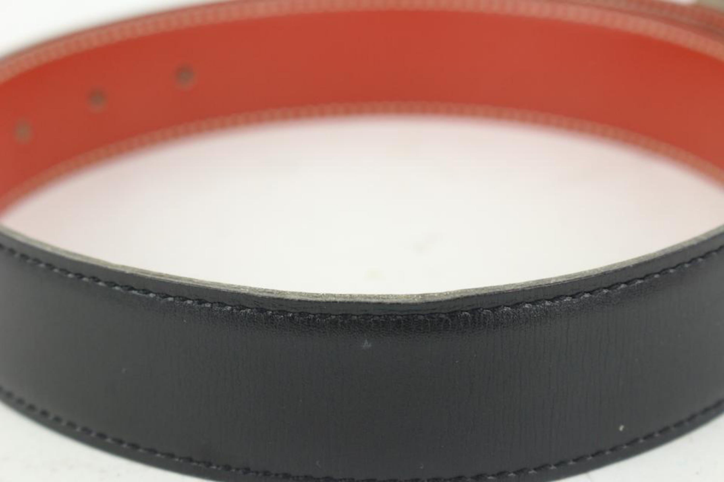 Hermès Black x Brick 32mm Reversible H Logo Belt Kit Silver 2H91a In Good Condition For Sale In Dix hills, NY
