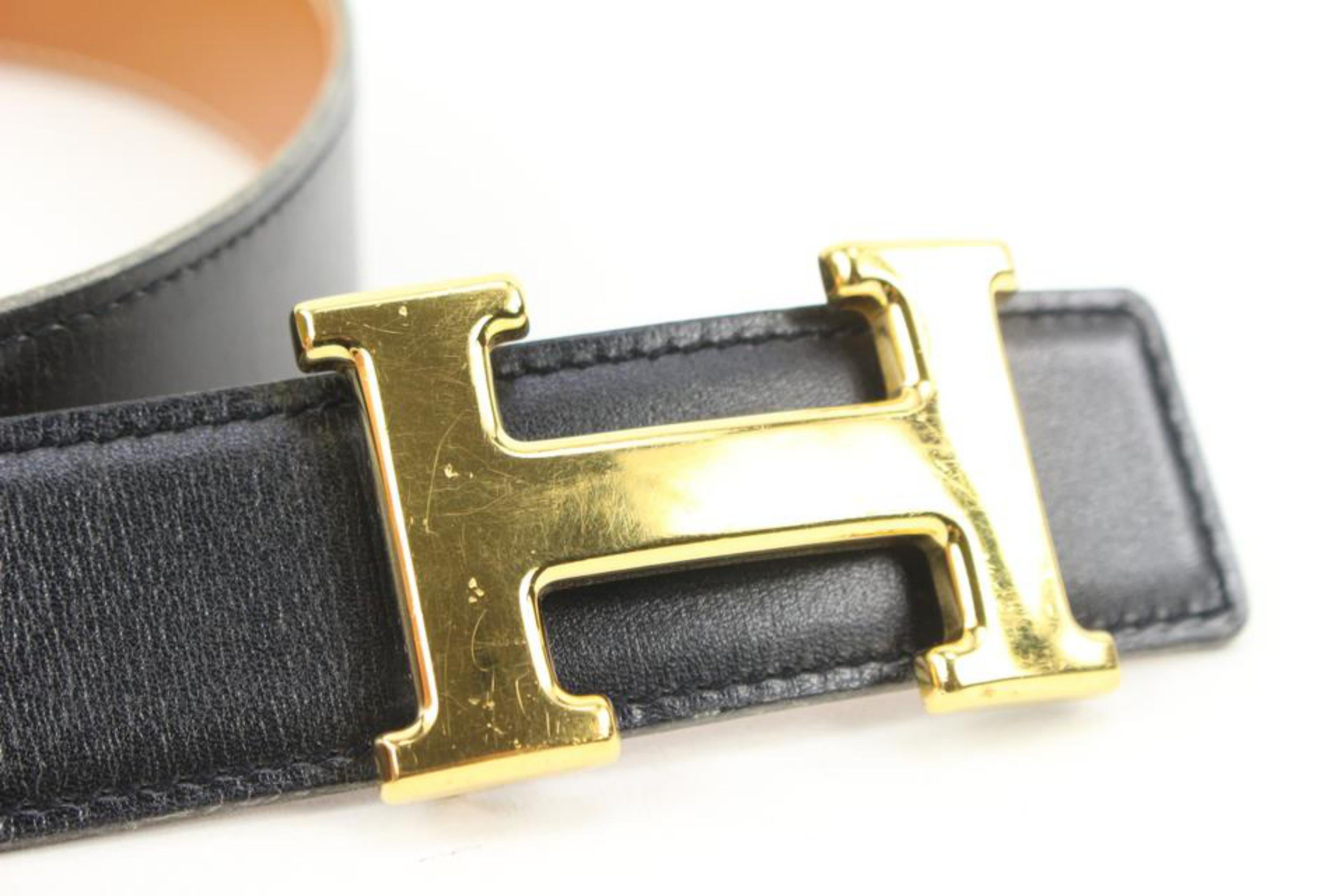 Hermès Black x Brown 18mm H Logo Belt Kit Gold 121h61 For Sale 6