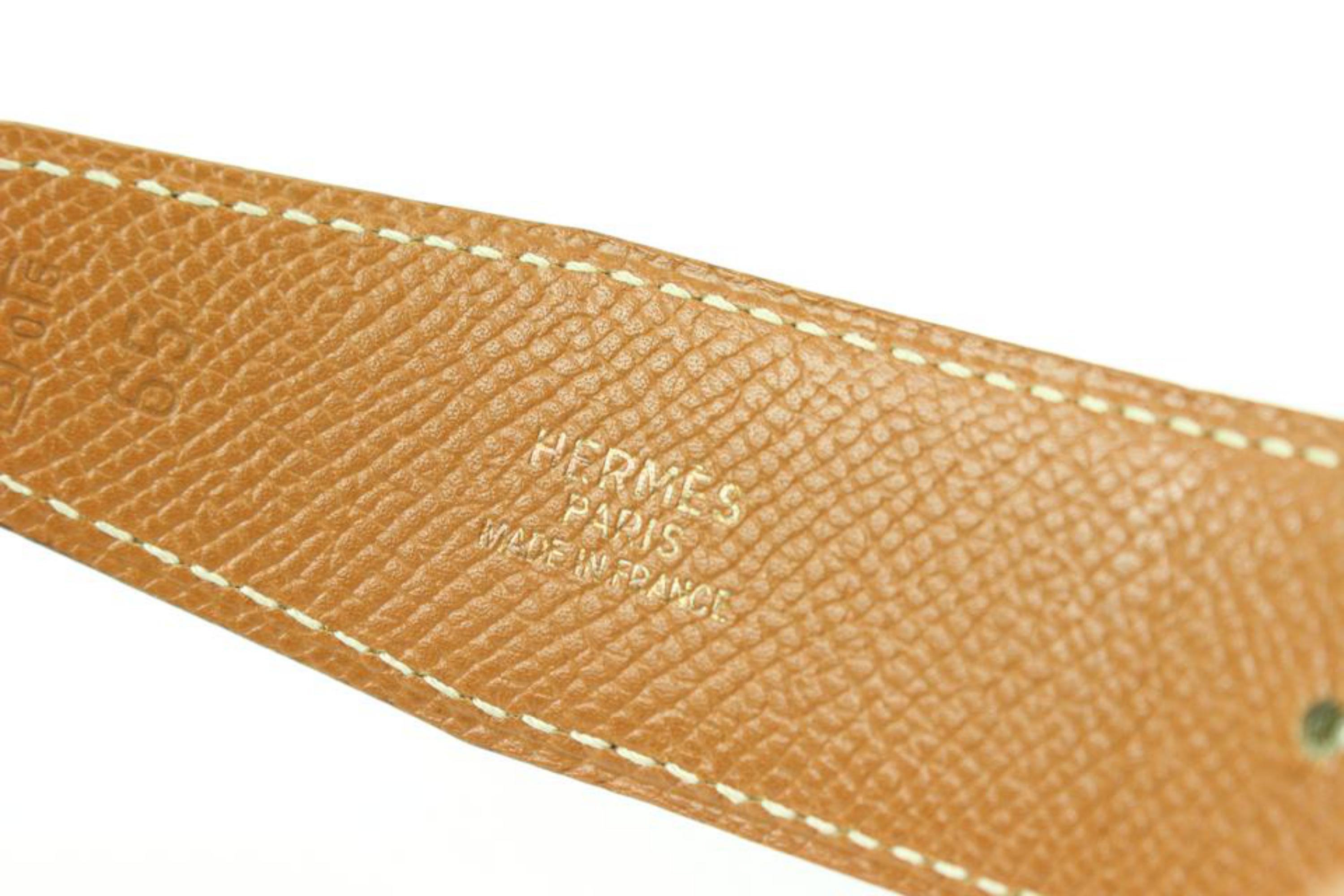 Noir Hermès - Ceinture noire x marron 18 mm H avec logo et chaîne dorée 121h61 en vente
