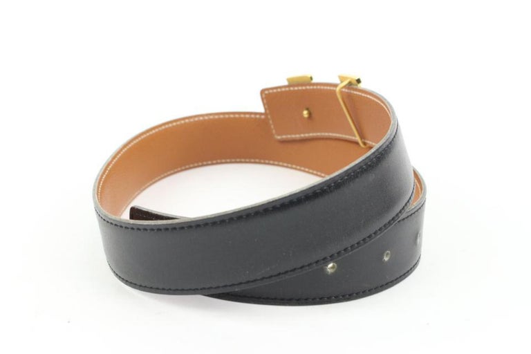 Hermès Black x Brown 18mm H Logo Belt Kit Gold 121h61 For  display picture 2