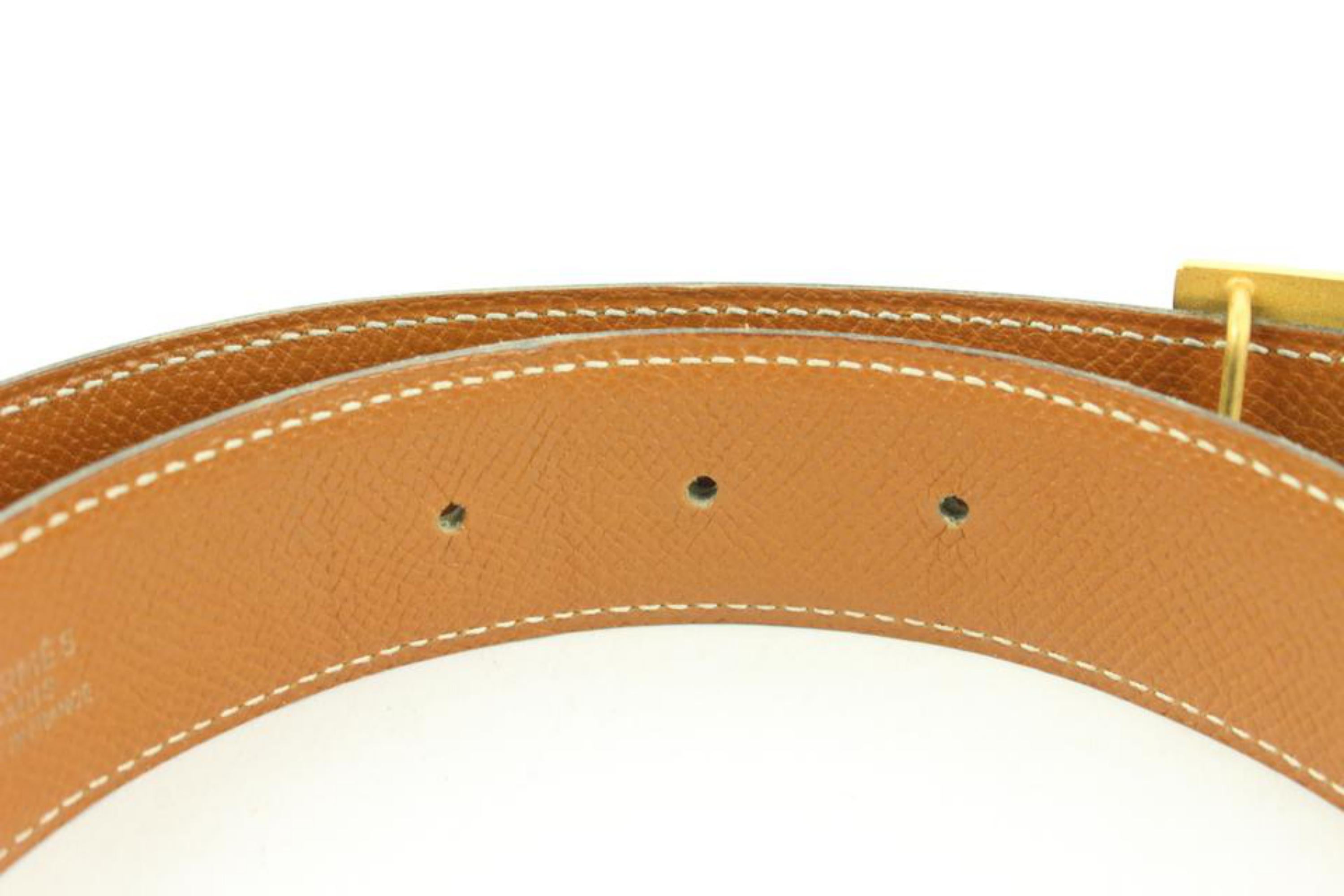 Hermès Black x Brown 18mm H Logo Belt Kit Gold 121h61 For Sale 2