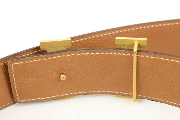 Hermès Black x Brown 32mm H Logo Belt Kit Gold Buckle 3h318s  display picture 1