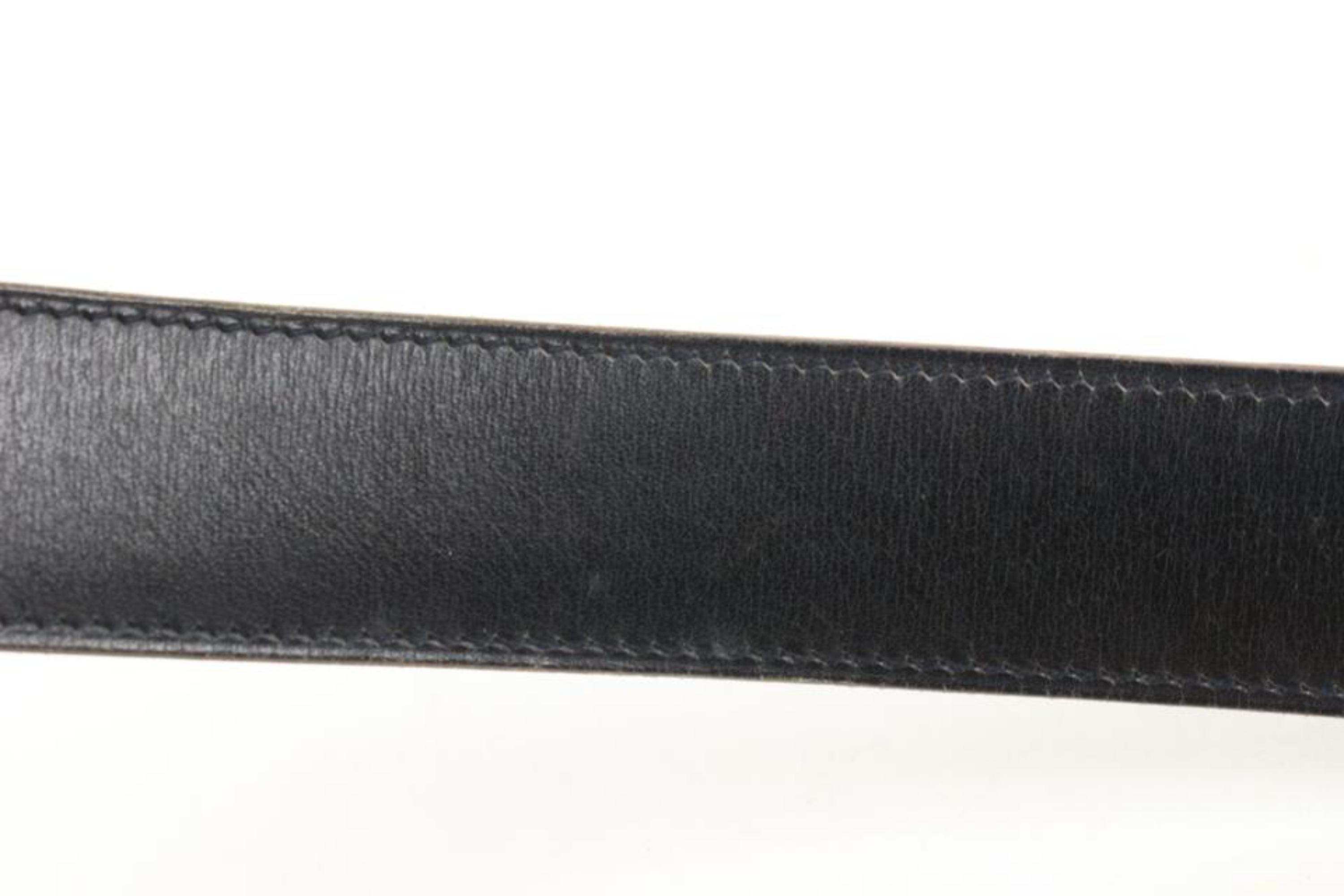 Women's Hermès Black x Brown 32mm Reversible Guilloche H Logo Belt Kit Silver 7h318s