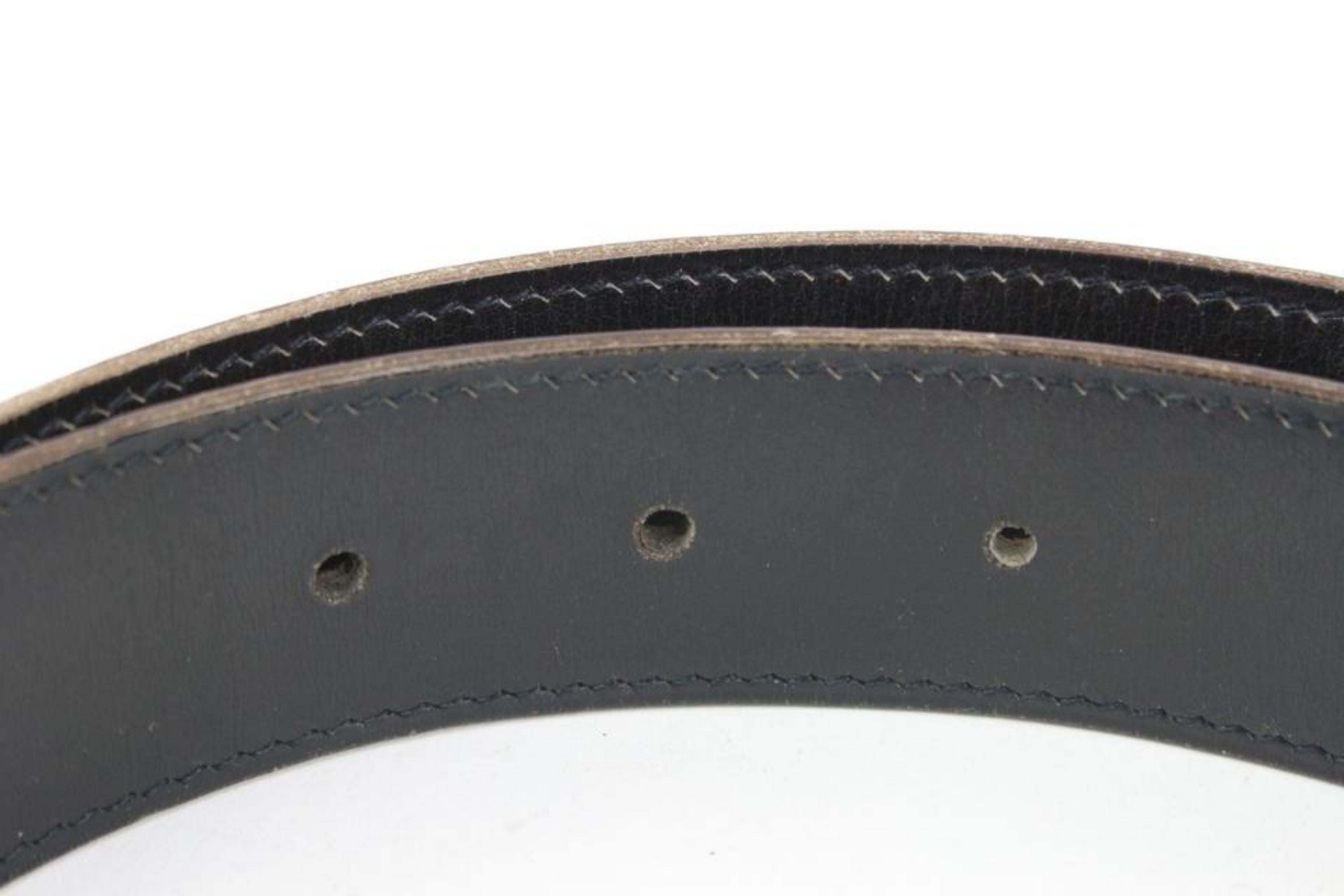 Hermès Black x Brown 32mm Reversible Guilloche H Logo Belt Kit Silver 7h318s 1