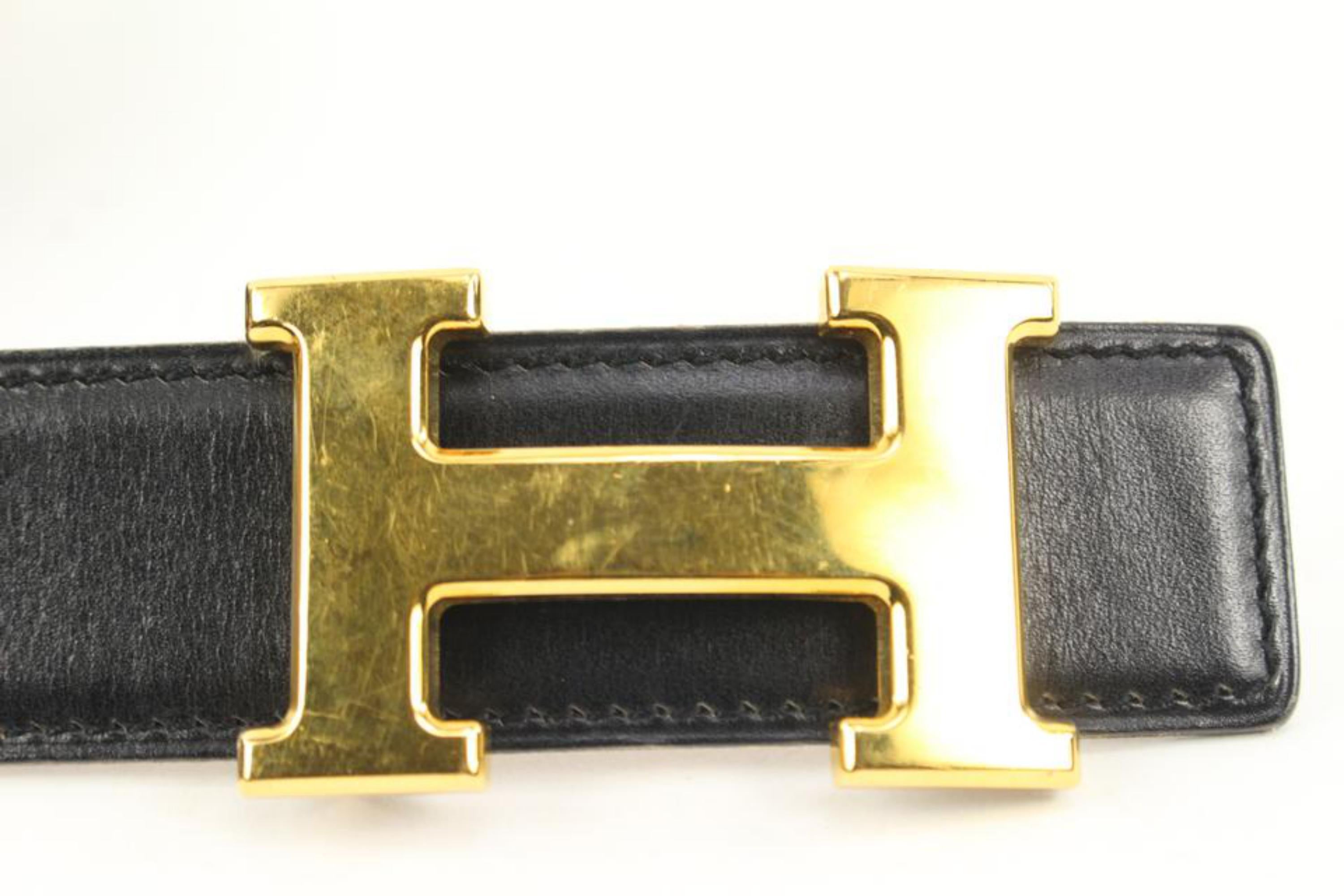 Hermès Black x Brown 32mm Reversible H Logo Belt Kit 78h221s For Sale 2