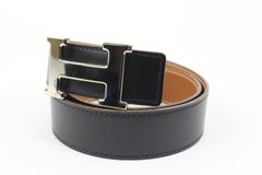 Hermès Black x Brown 32mm Reversible H Logo Belt Kit 94h221s