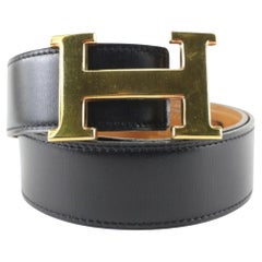Hermès Black x Brown 32mm Reversible H Logo Belt Kit 97h630s