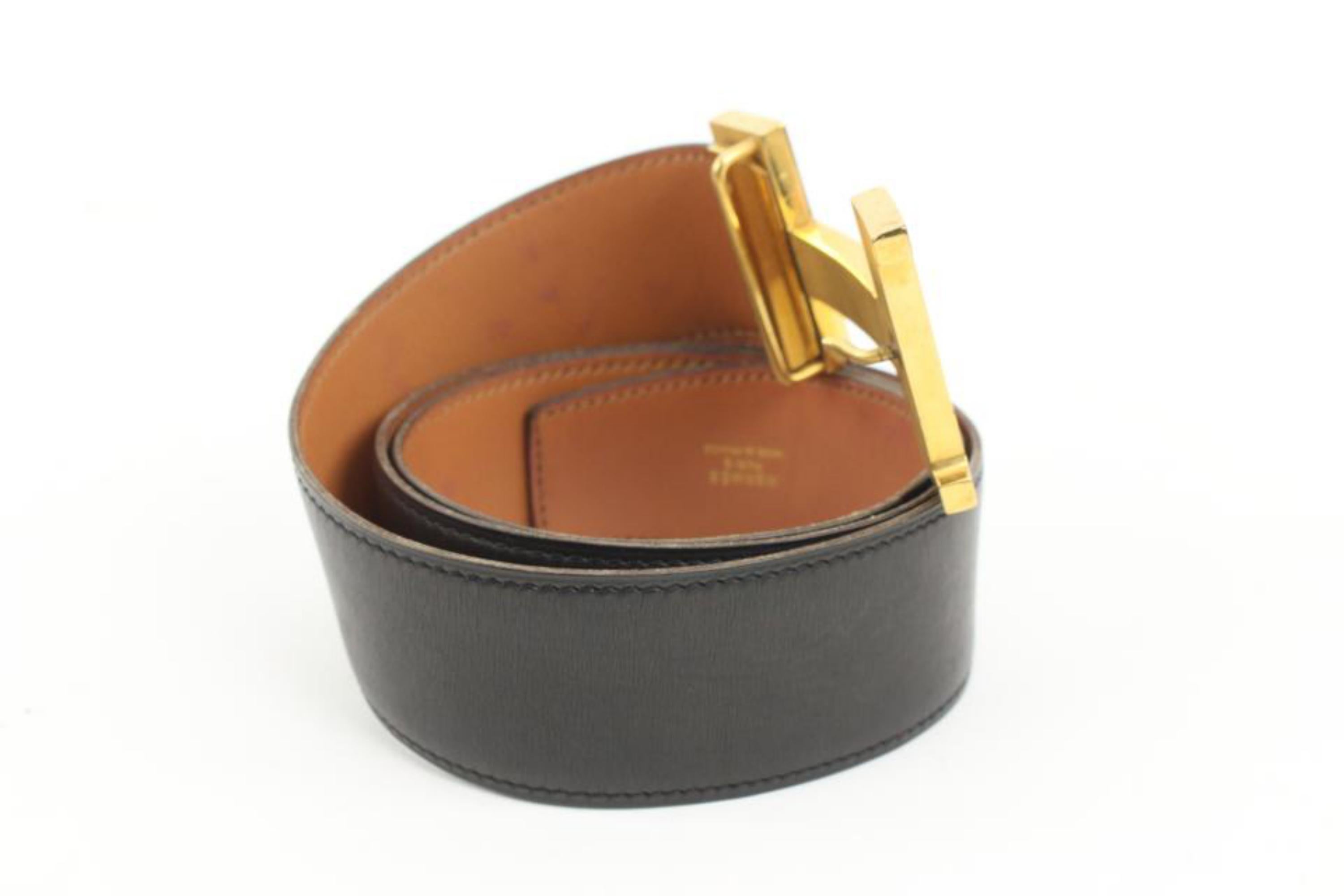 Hermès Black x Brown 42mm H Logo Belt Kit 54h218s In Good Condition For Sale In Dix hills, NY