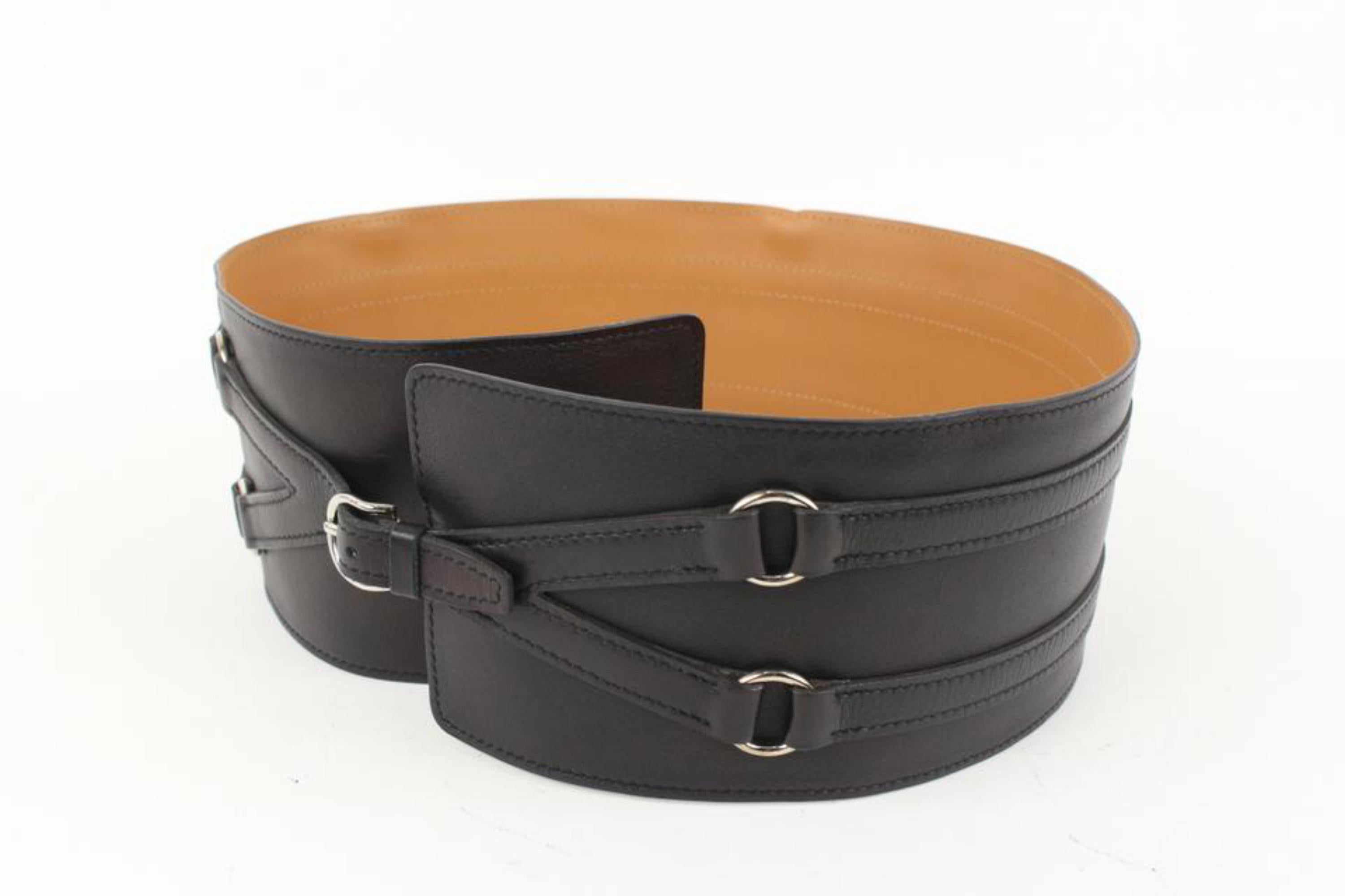 Hermès Black x Brown Corset Waist Belt 55h414s
Date Code/Serial Number: N in a Square
Made In: France
Measurements: Length:  34