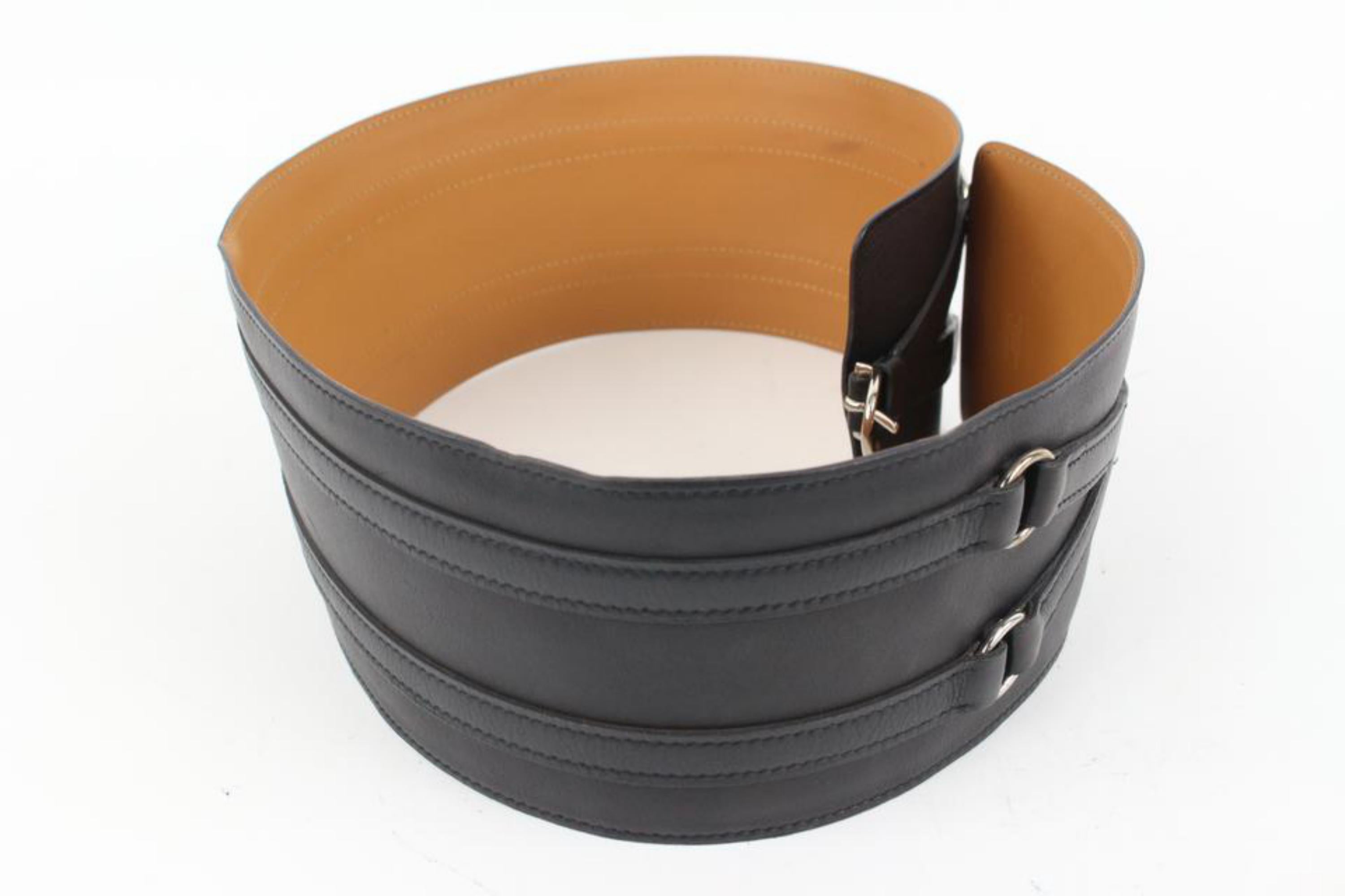 Hermès Black x Brown Corset Waist Belt 55h414s For Sale 1