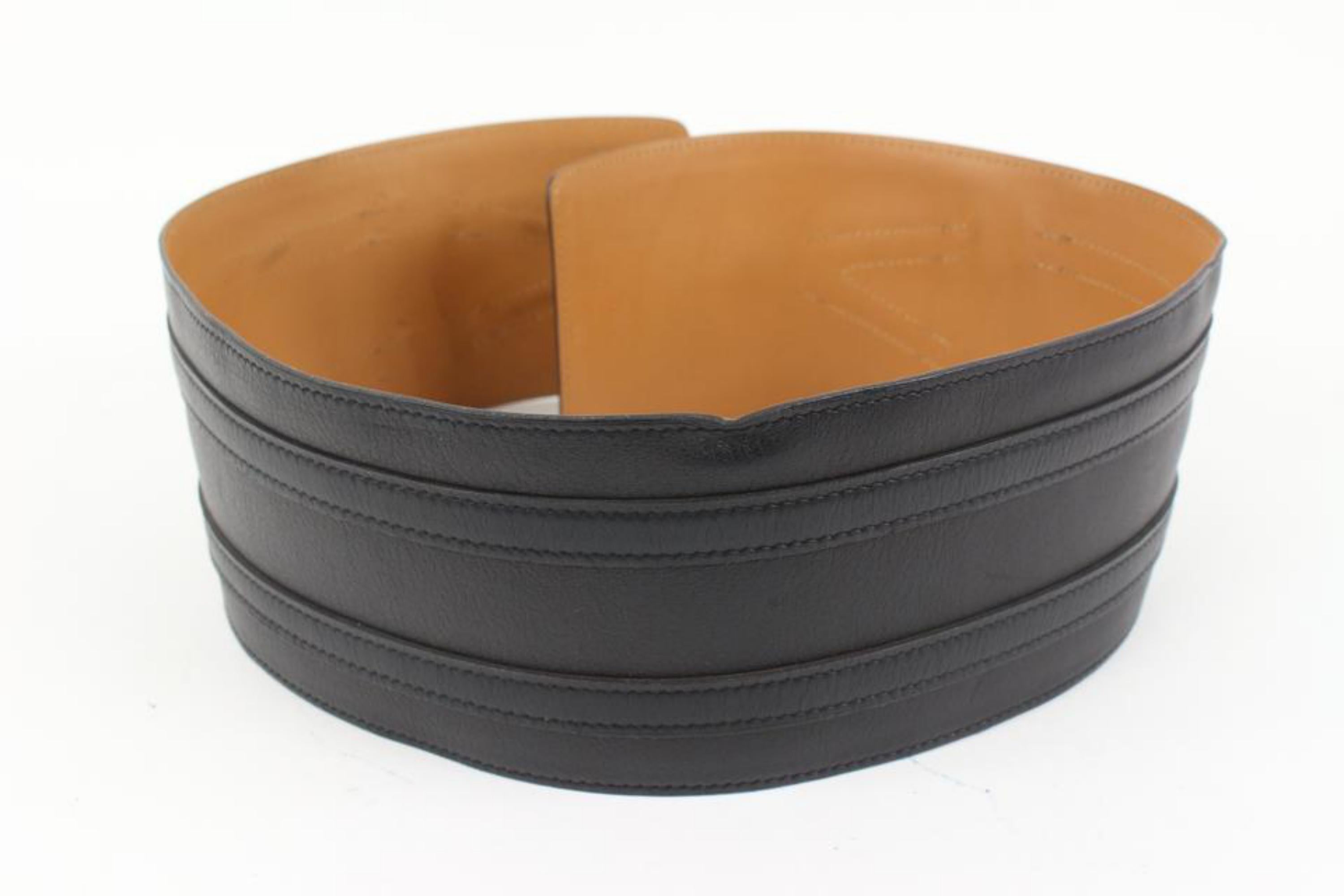 Hermès Black x Brown Corset Waist Belt 55h414s For Sale 2