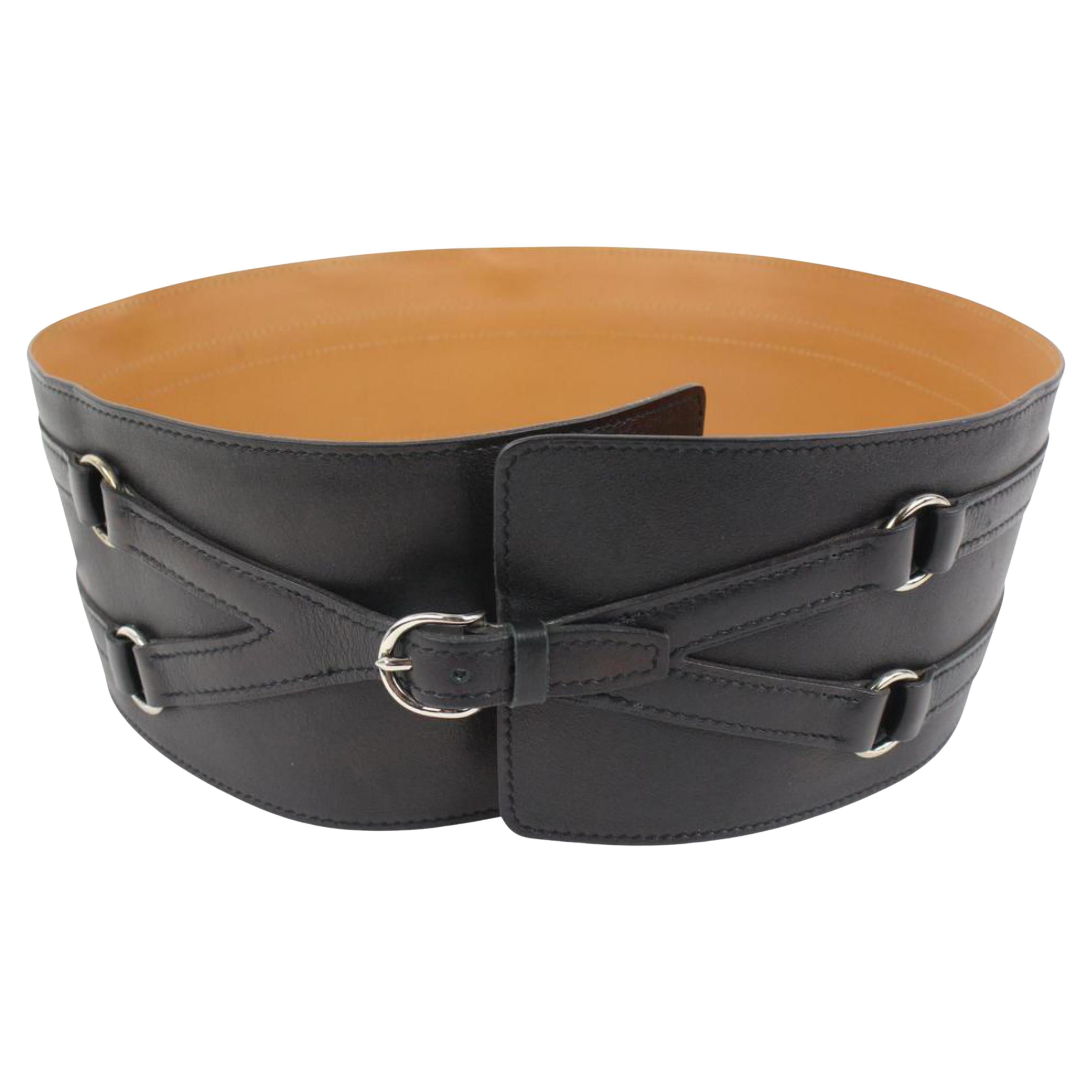 Hermès Black x Brown Corset Waist Belt 55h414s For Sale