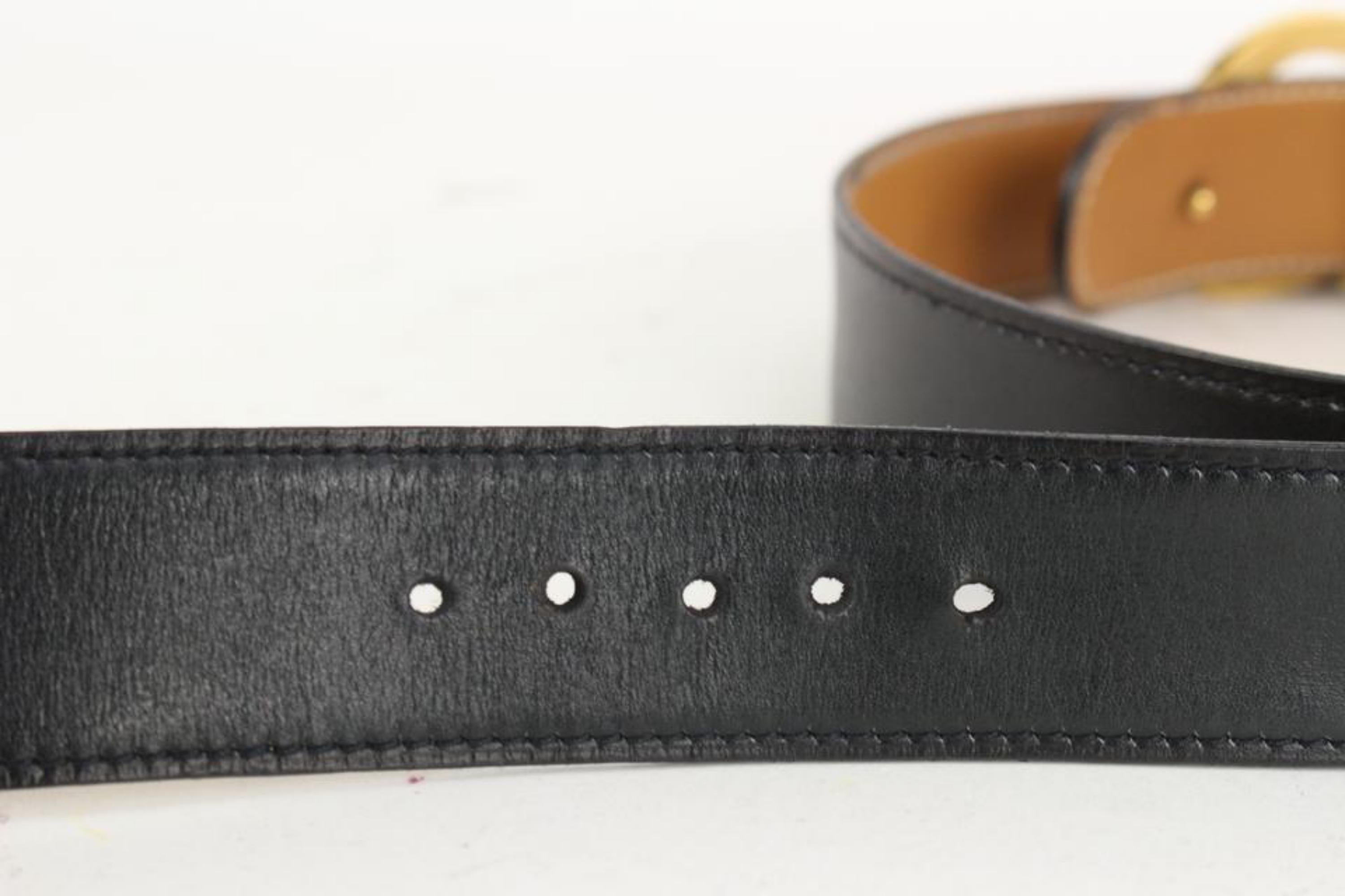 Hermès Black x Brown Leather Reversible Horse Logo Belt Kit 923her11 In Fair Condition In Dix hills, NY