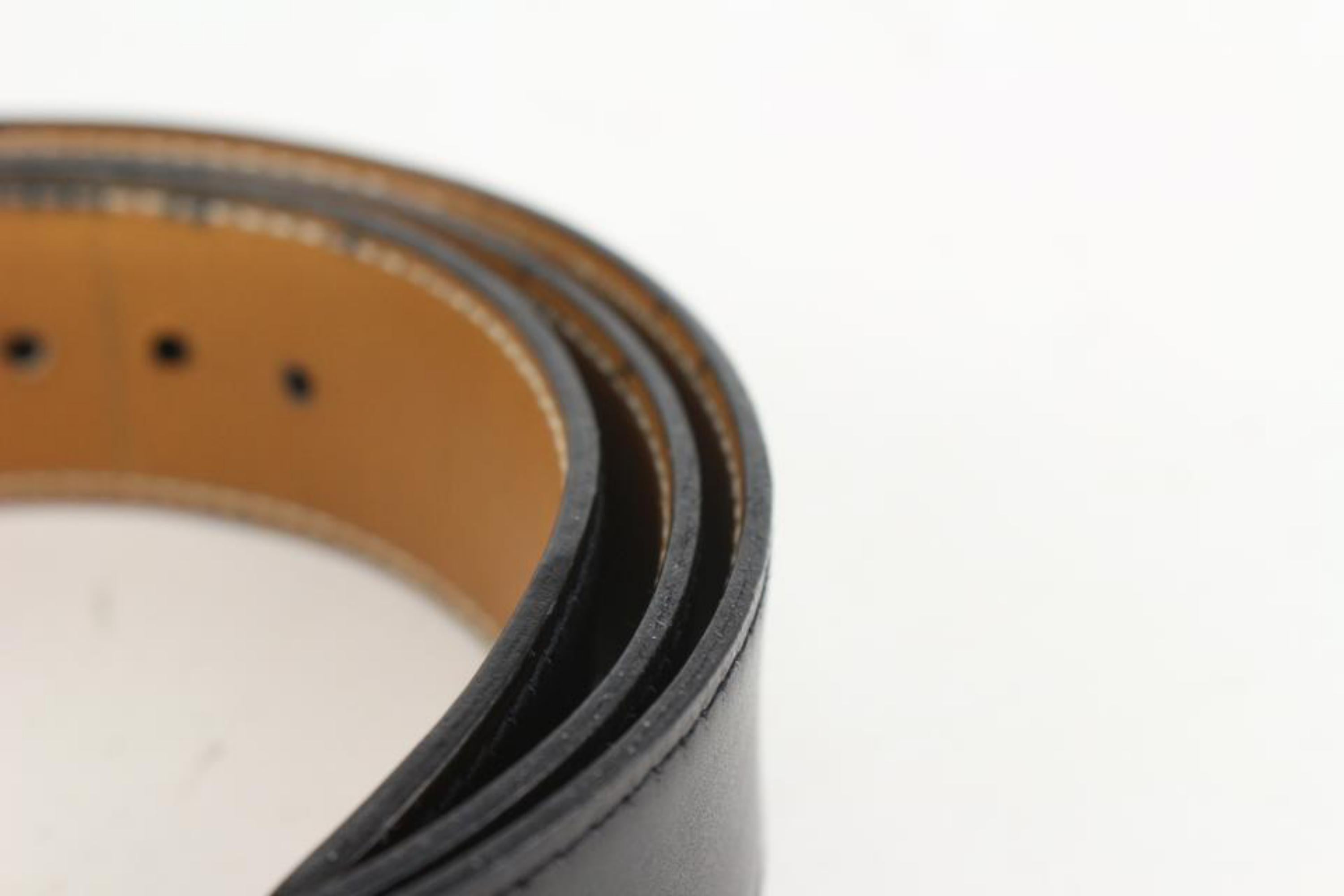 Men's Hermès Black x Brown Leather Reversible Horse Logo Belt Kit 923her11