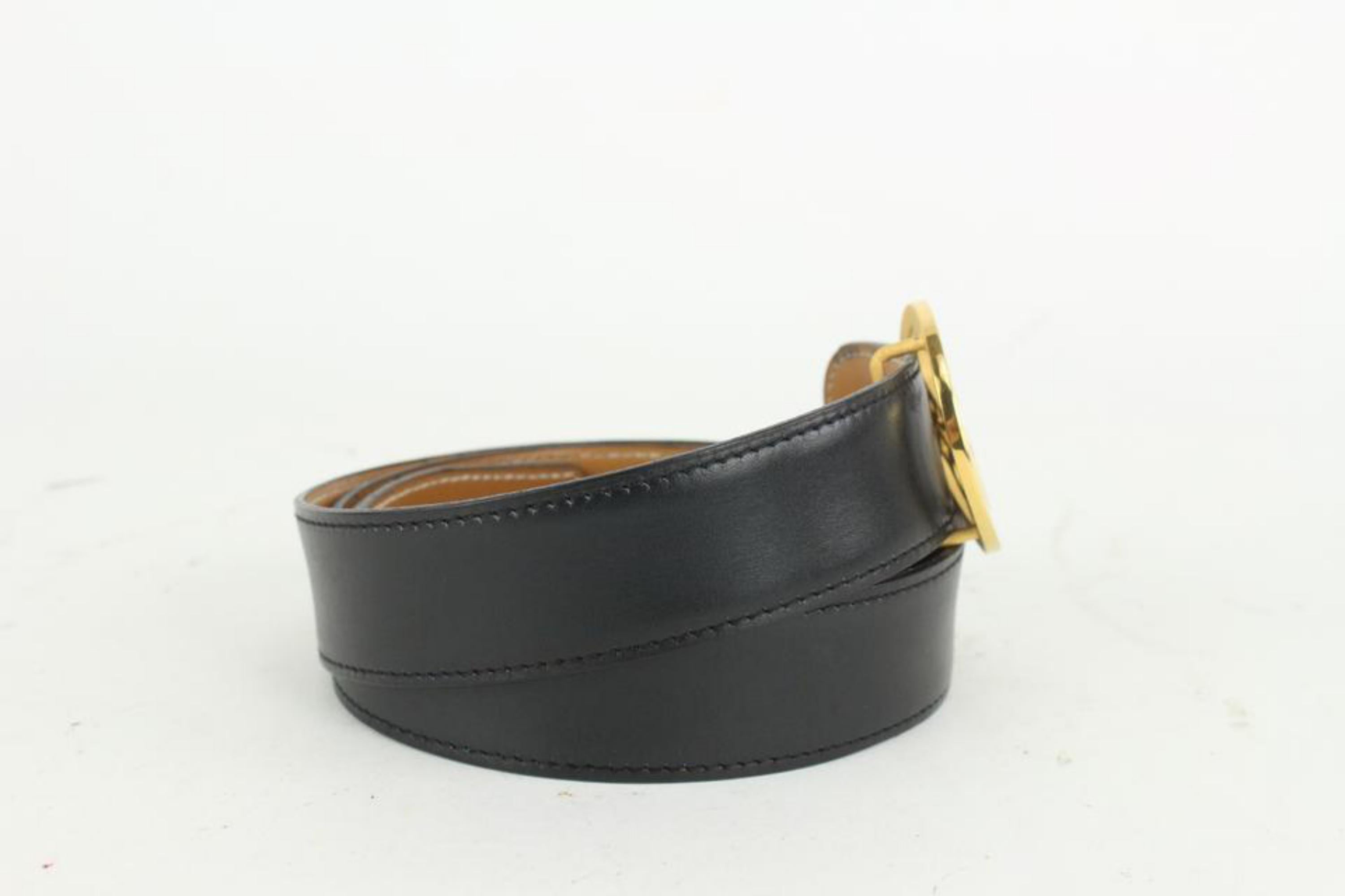 Hermès Black x Brown Leather Reversible Horse Logo Belt Kit 923her11 1