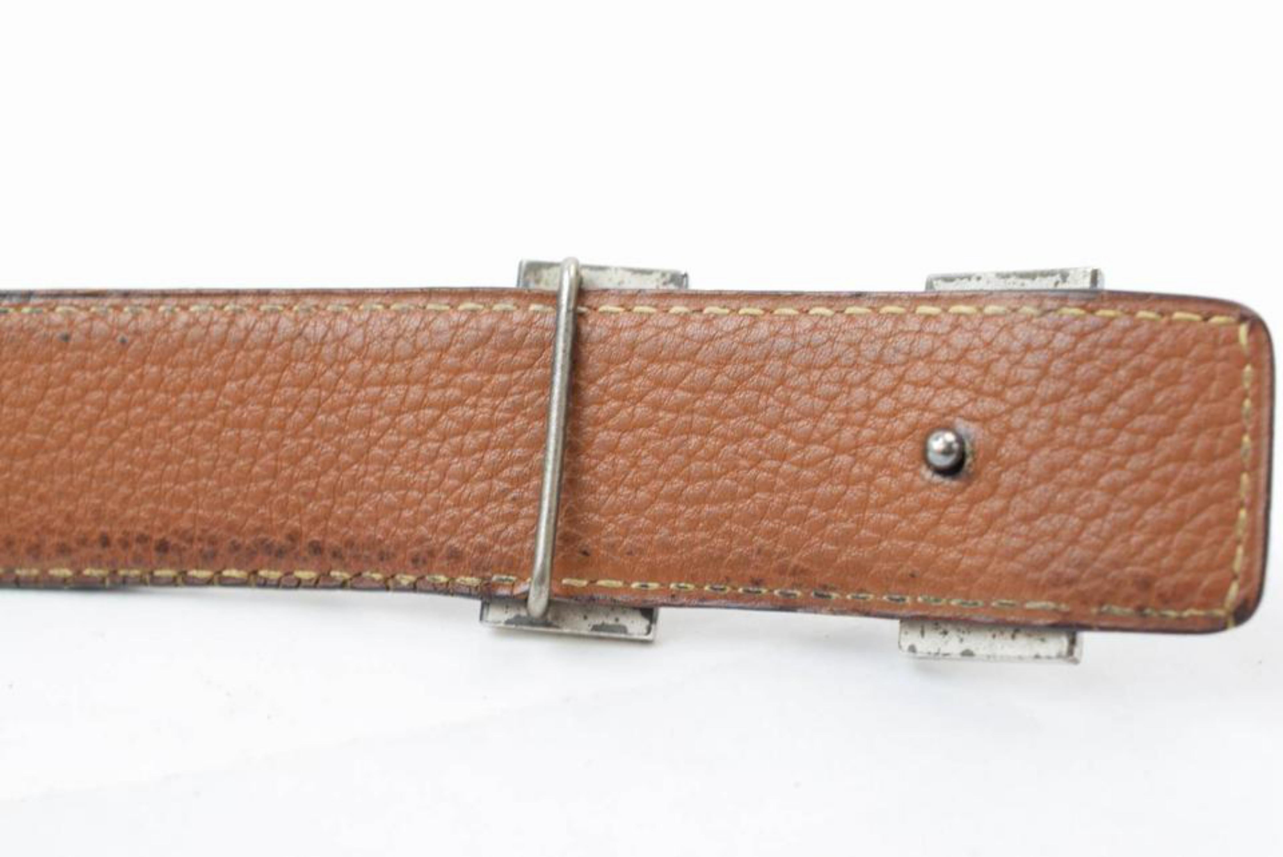 Hermès Black X Brown Reversible 32mm H Logo Kit 865856 Belt In Fair Condition For Sale In Forest Hills, NY