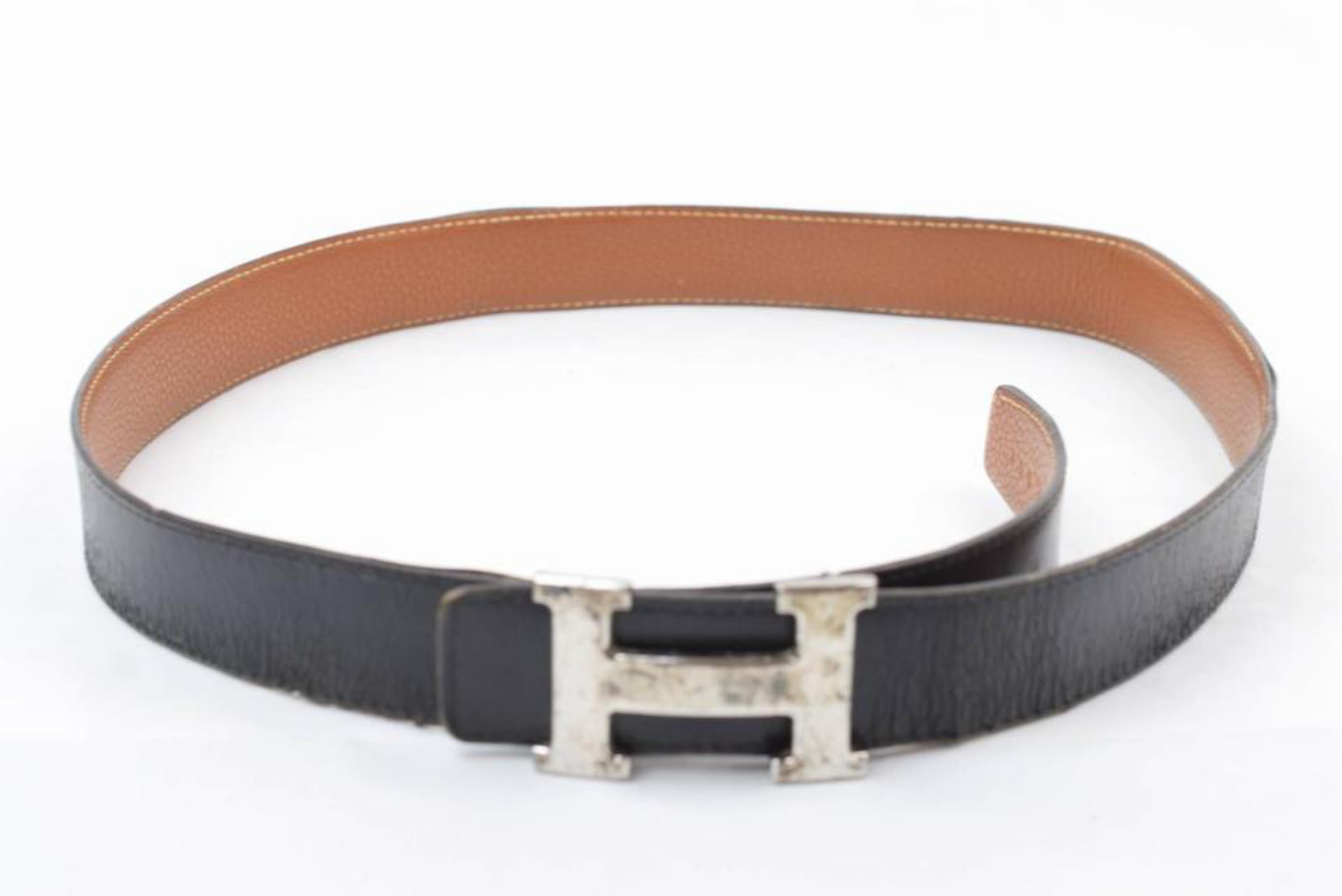Hermès Black X Brown Reversible 32mm H Logo Kit 865856 Belt For Sale 2