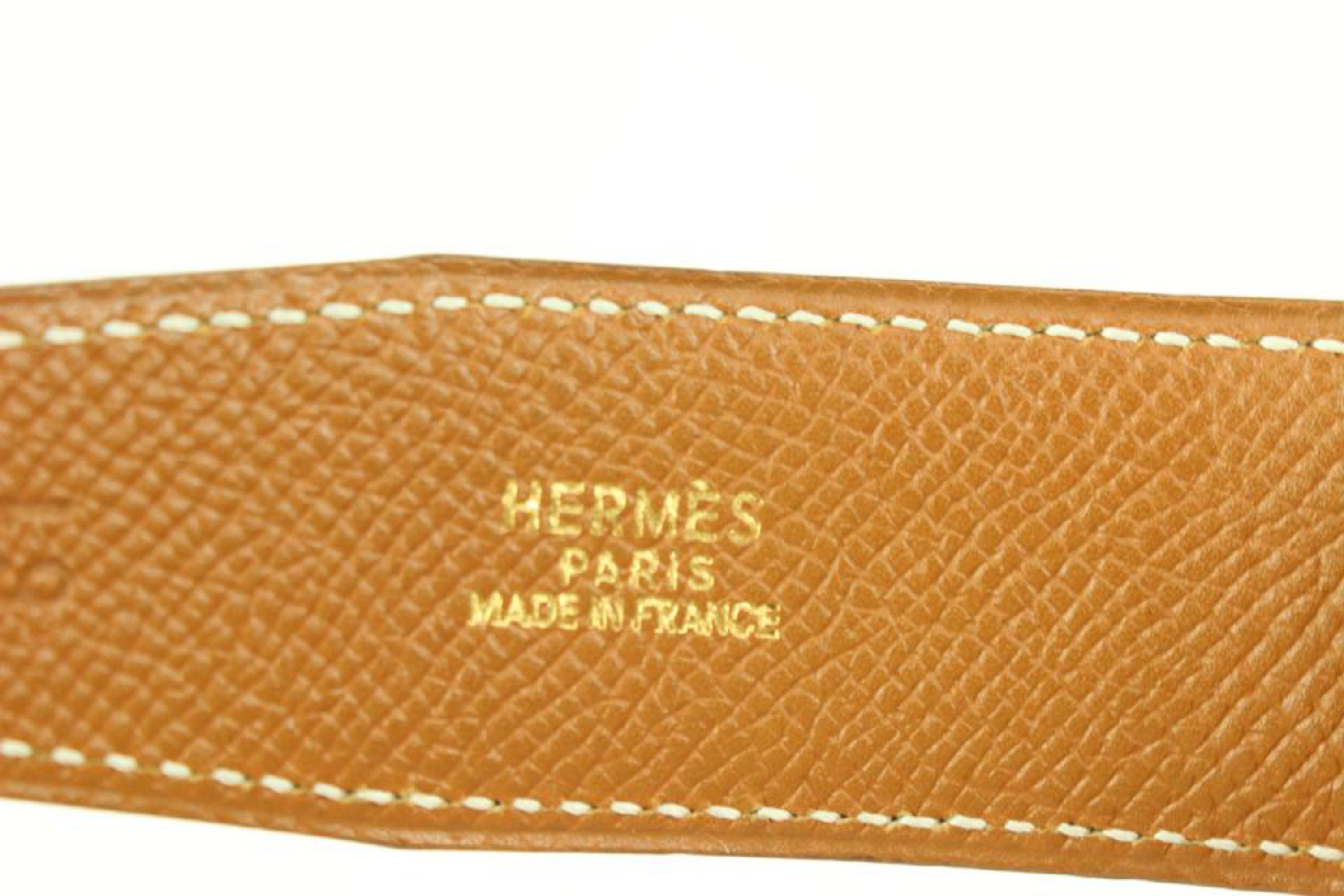 Hermès Schwarz x Braun x Gold 32mm Reversible H Logo Gürtel Kit 49h421s (Grau) im Angebot