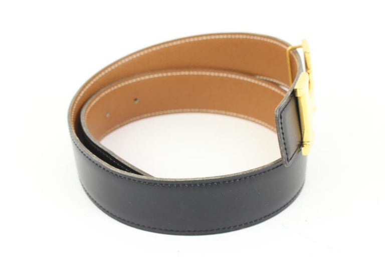 Hermès Black x Brown x Gold 32mm Reversible H Logo Belt Kit  display picture 3