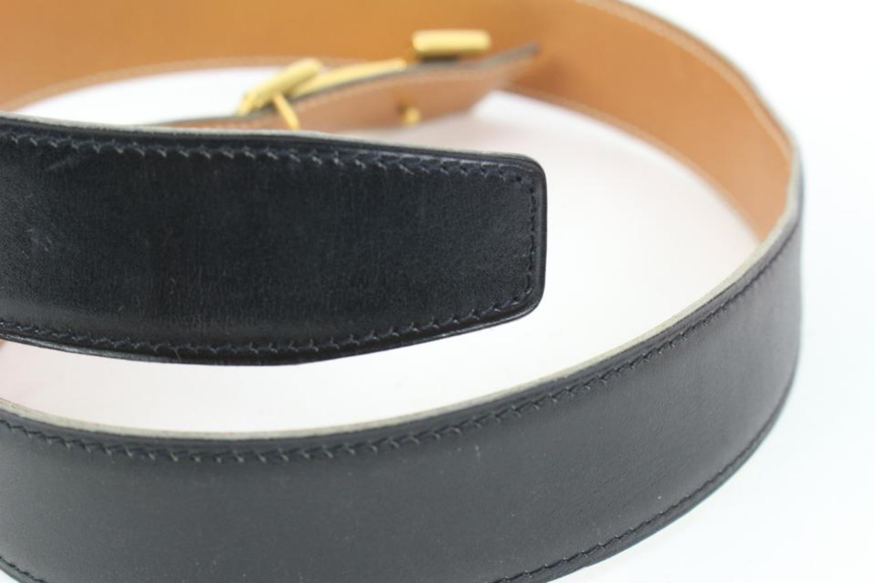 Hermès Black x Brown x Gold 32mm Reversible H Logo Belt Kit s331h52 For Sale 2