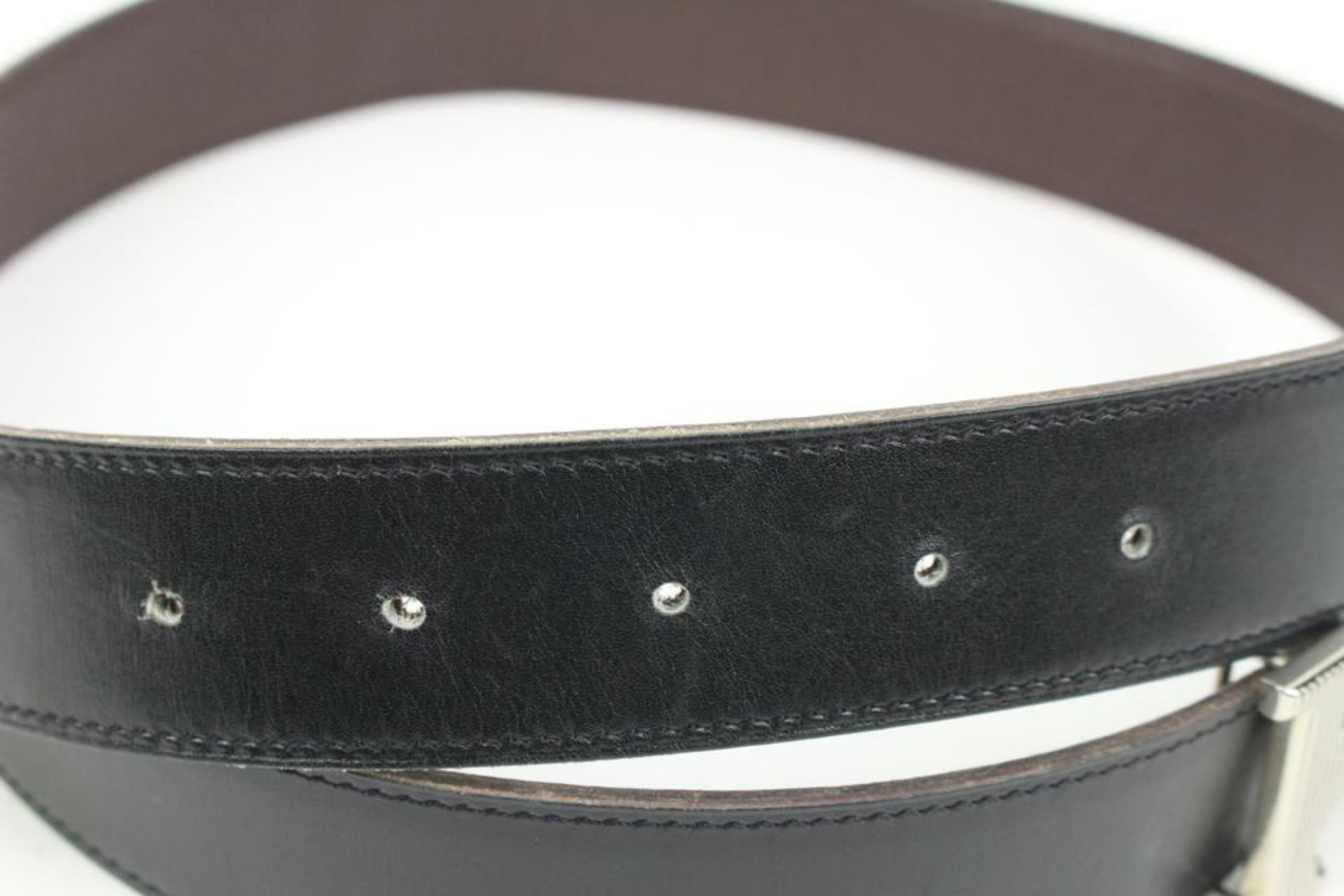 Hermès Black x Brown x SIlver 32mm Reversible Strie H Logo Belt Kit 41he56 For Sale 5