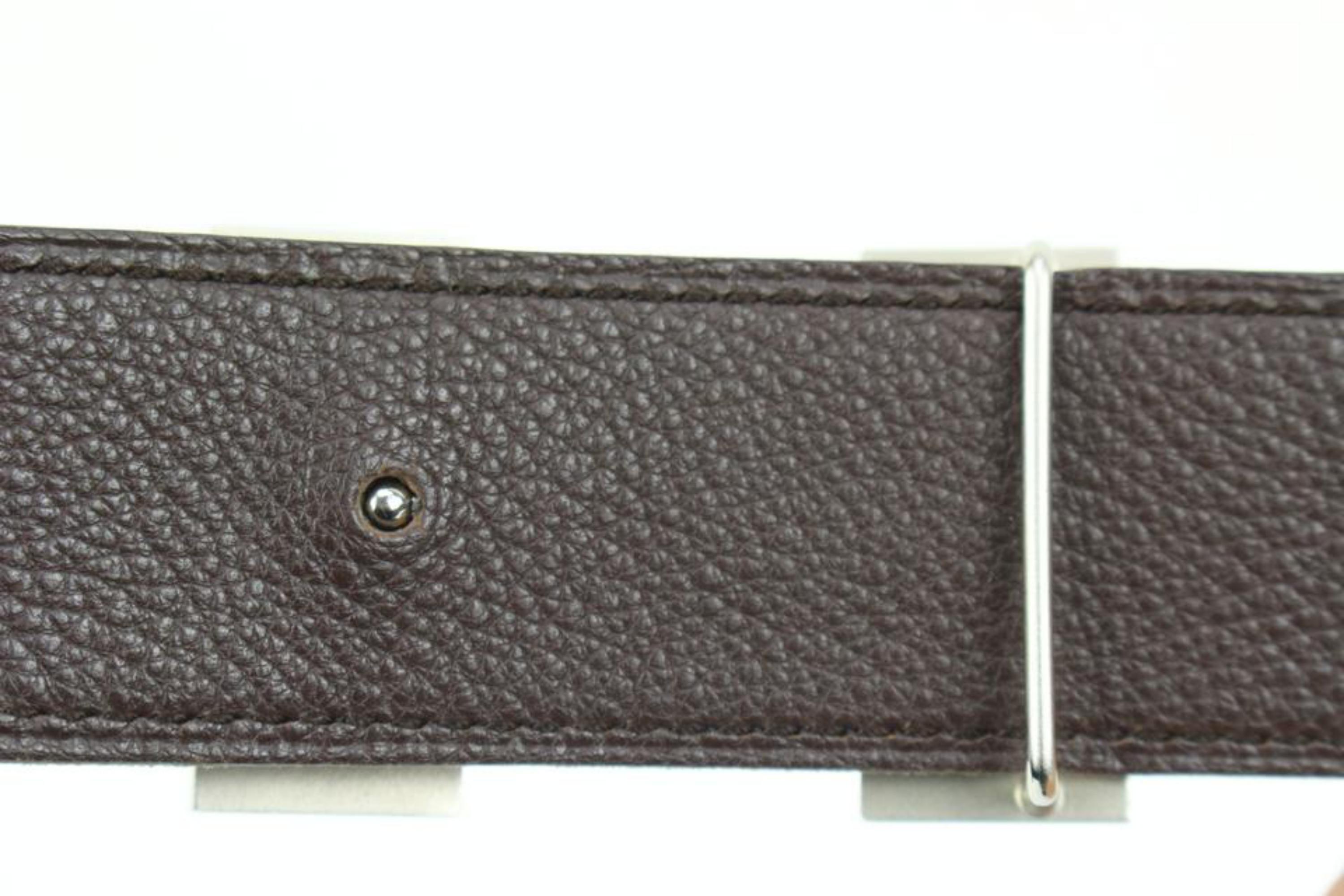 Hermès Black x Brown x SIlver 32mm Reversible Strie H Logo Belt Kit 41he56 In Good Condition For Sale In Dix hills, NY