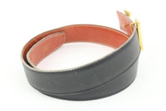 Hermès Black x Gold 32mm Reversible H Logo Belt Kit 50h421s