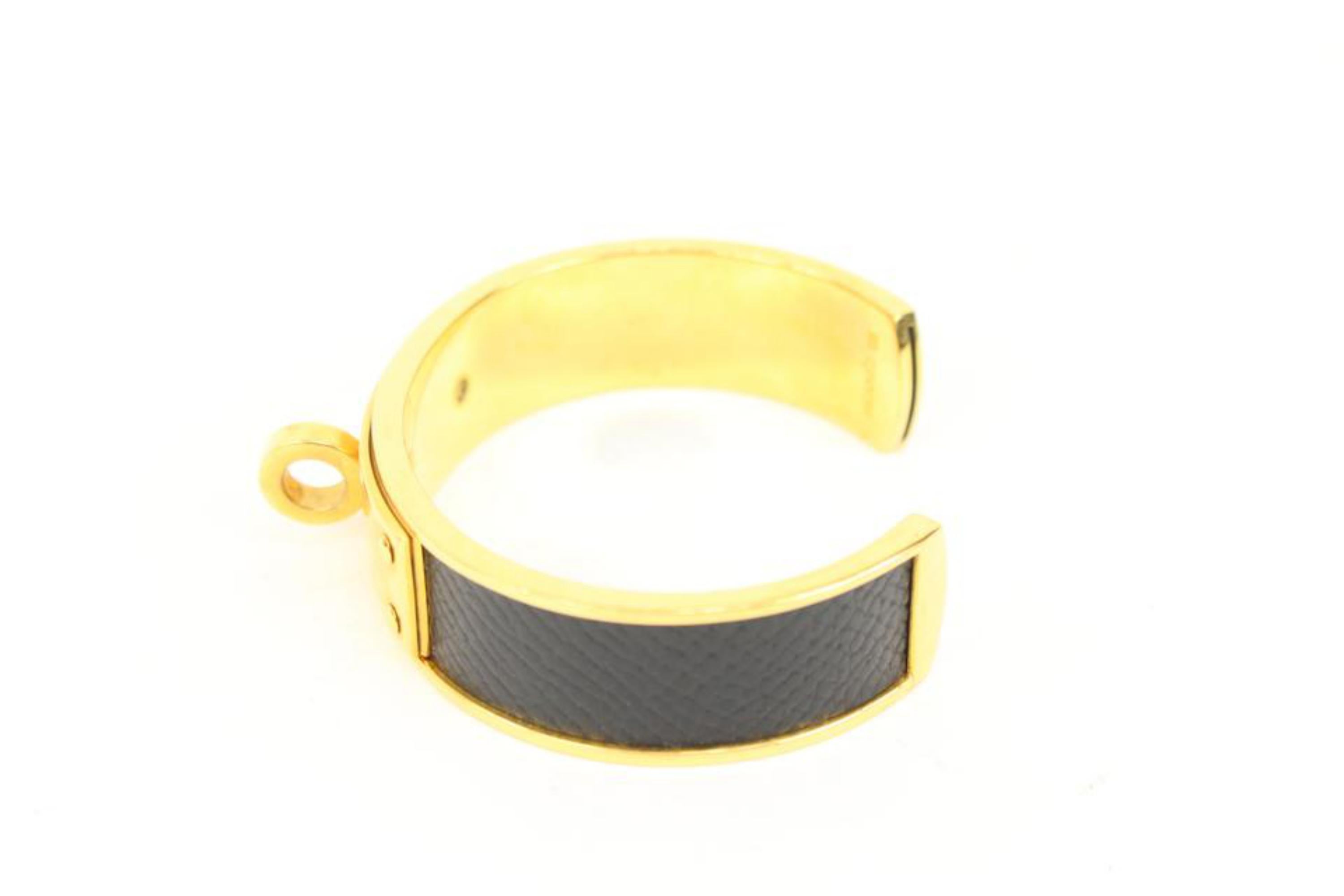 Yellow Hermès Black x Gold Kelly Cuff Bangle s331h40