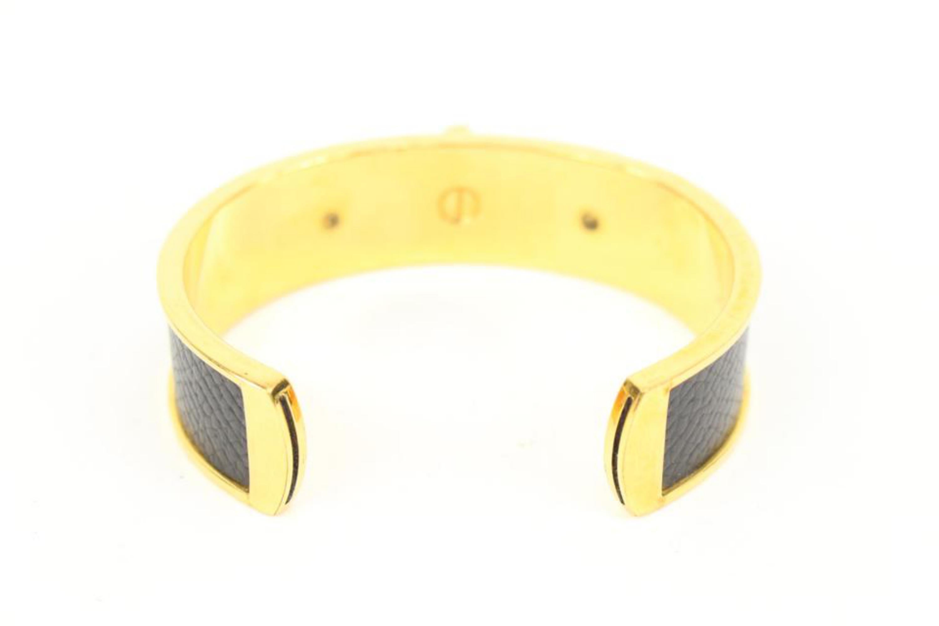 Hermès Black x Gold Kelly Cuff Bangle s331h40 In Good Condition In Dix hills, NY