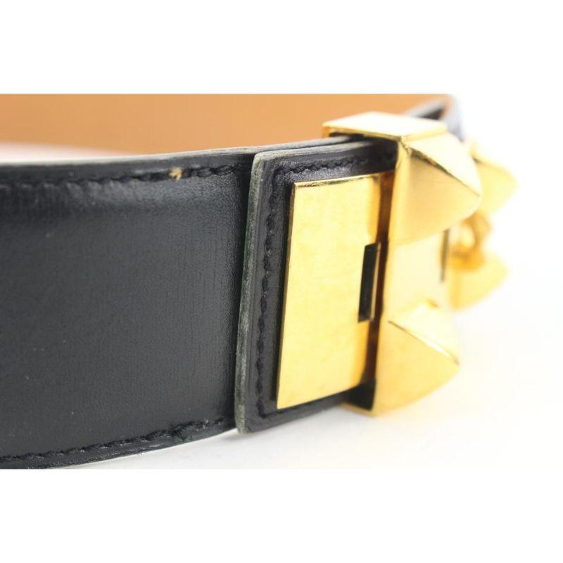 Hermes Black x Gold Medor Collier de Chien Waist Belt 727her324 For Sale 4