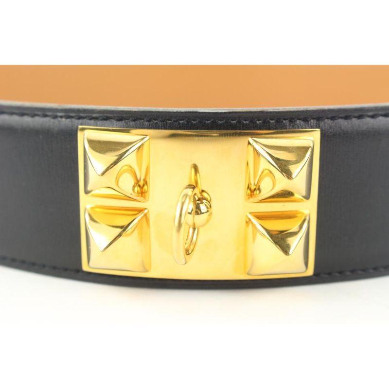 Hermes Black x Gold Medor Collier de Chien Waist Belt 727her324 For Sale 5