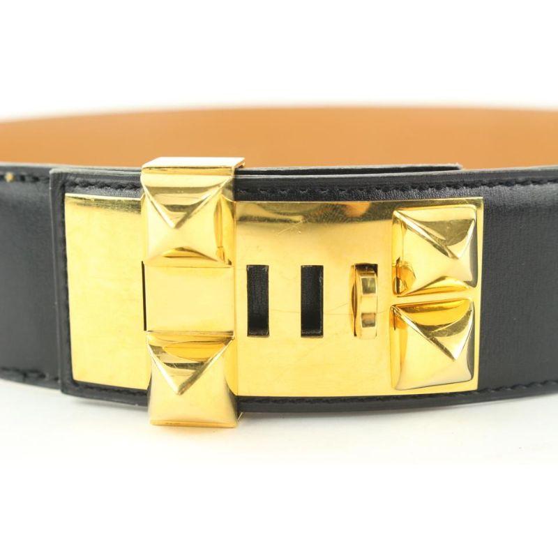 Hermes Black x Gold Medor Collier de Chien Waist Belt 727her324 For Sale 6